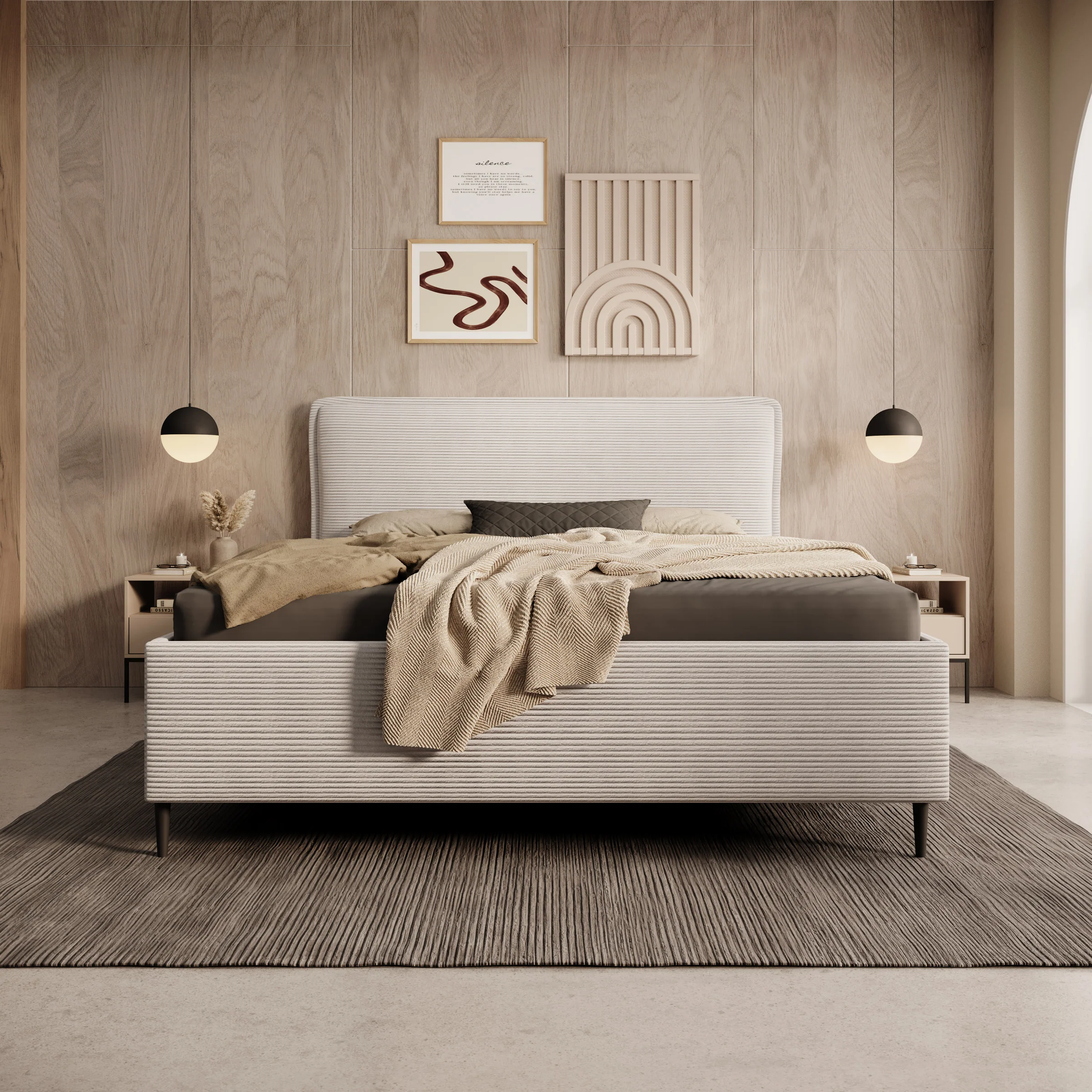 Palawan - Tweepersoonsbed - Ribstof beige - 160x200 cm - Image 3