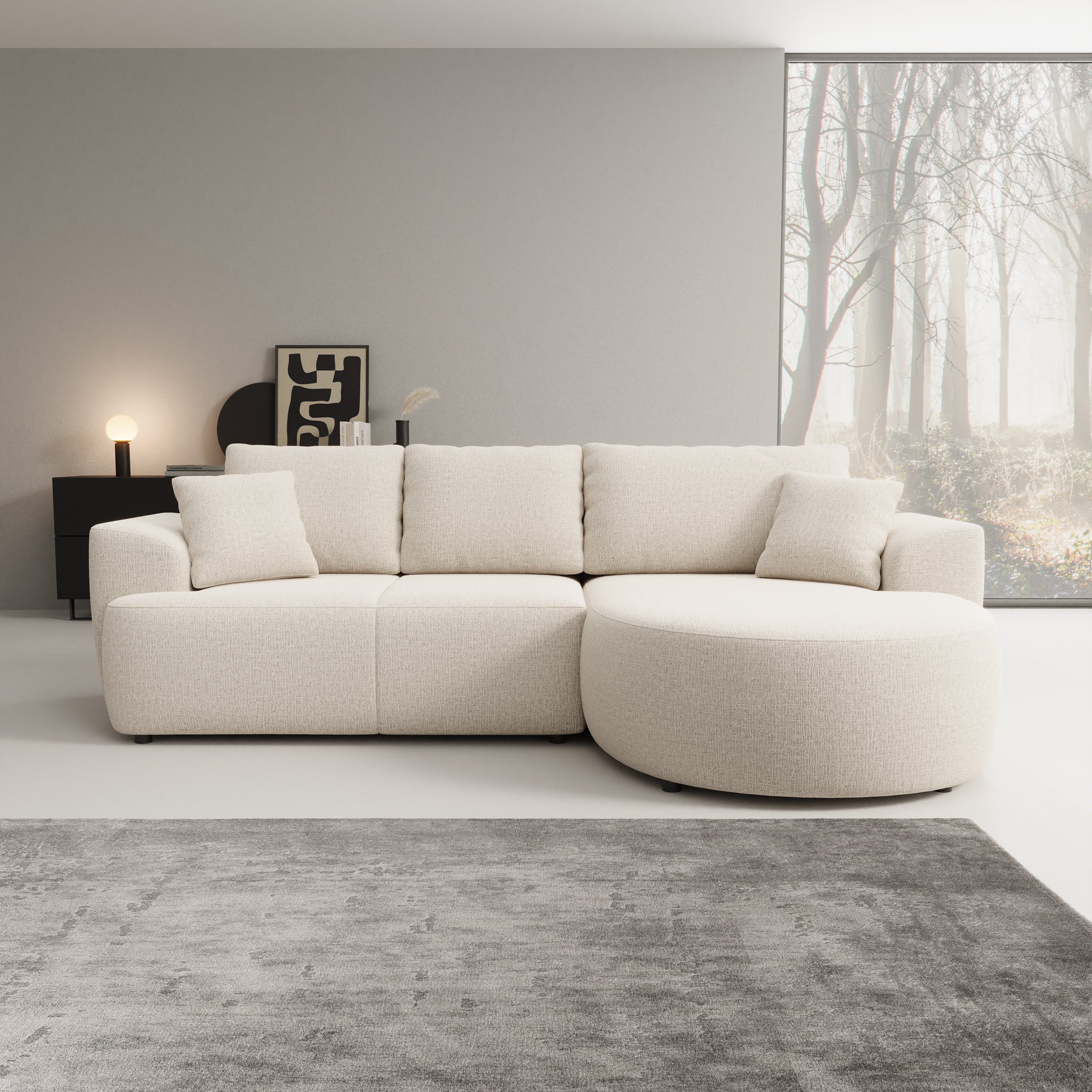Palladio - Hoekbank 3-zits met chaise longue - Stof beige - Rechts - Image 2
