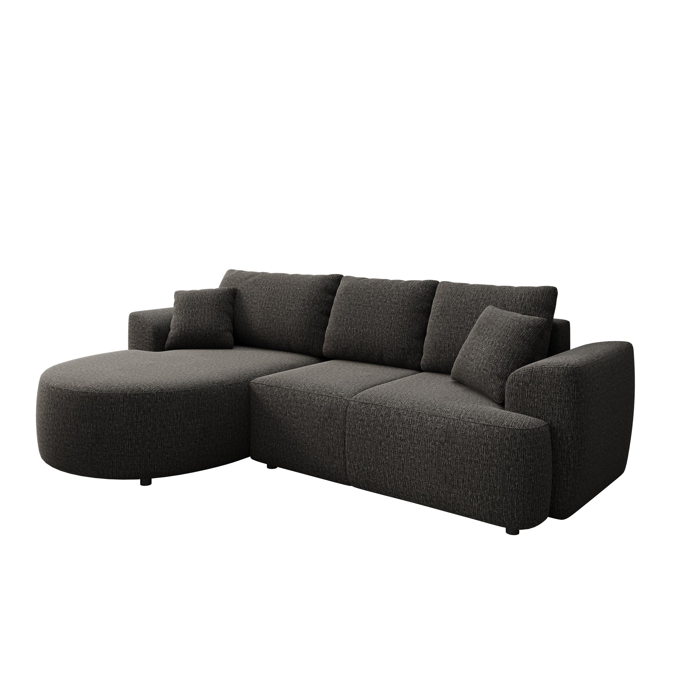 Palladio - Hoekbank 3-zits met chaise longue - Stof zwart - Links - Image 4