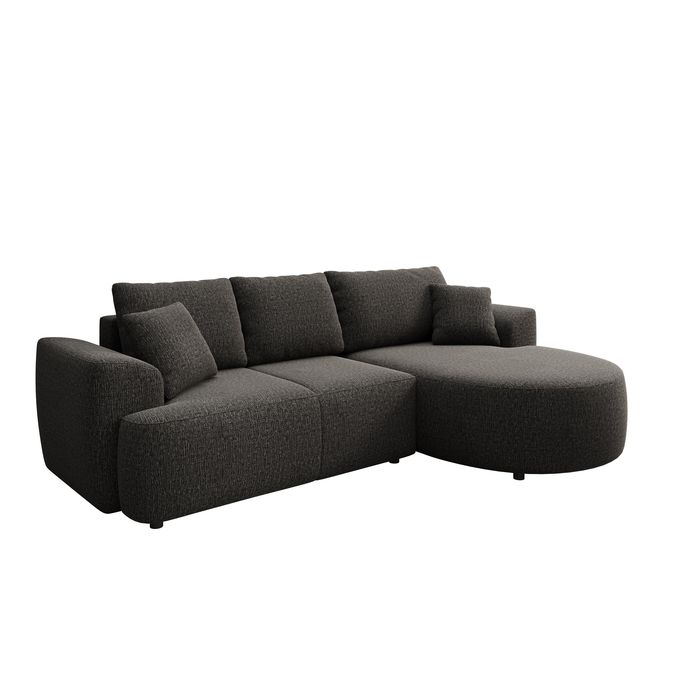 Palladio - Hoekbank 3-zits met chaise longue - Stof zwart - Rechts - Image 4