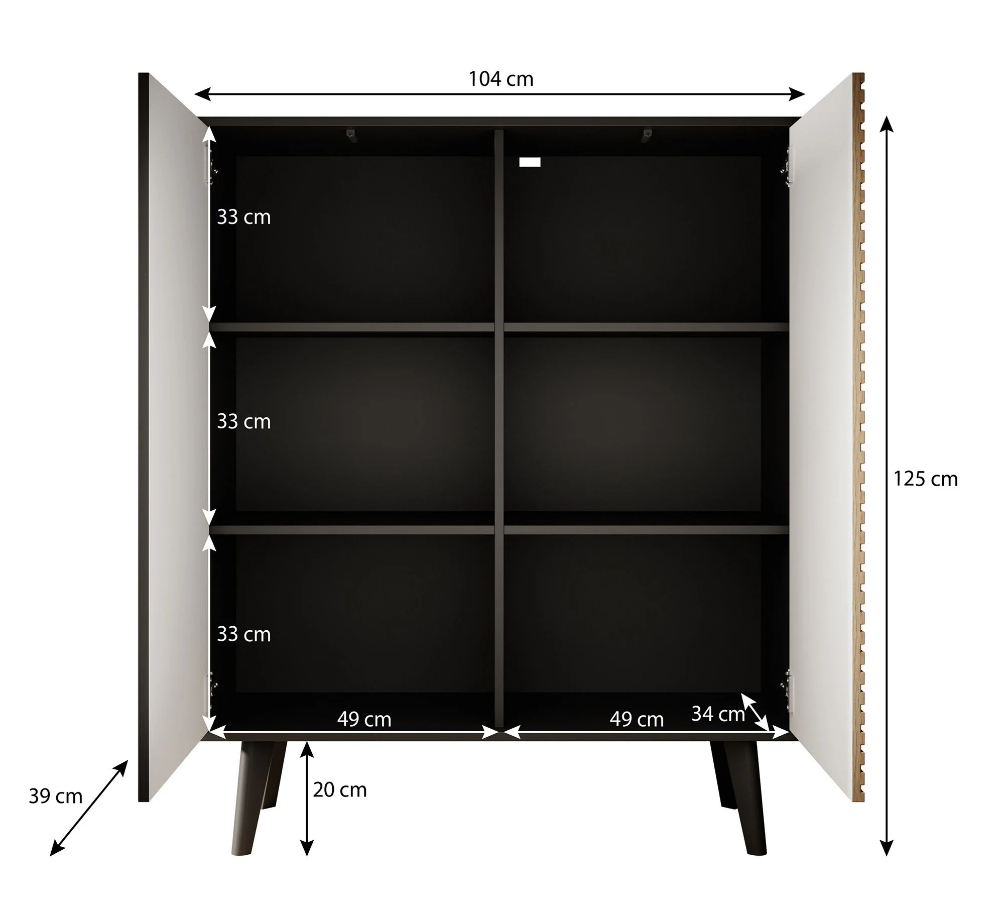 Palladium 2 - Dressoir - Eiken/zwart - 104x39x125 cm - Image 5