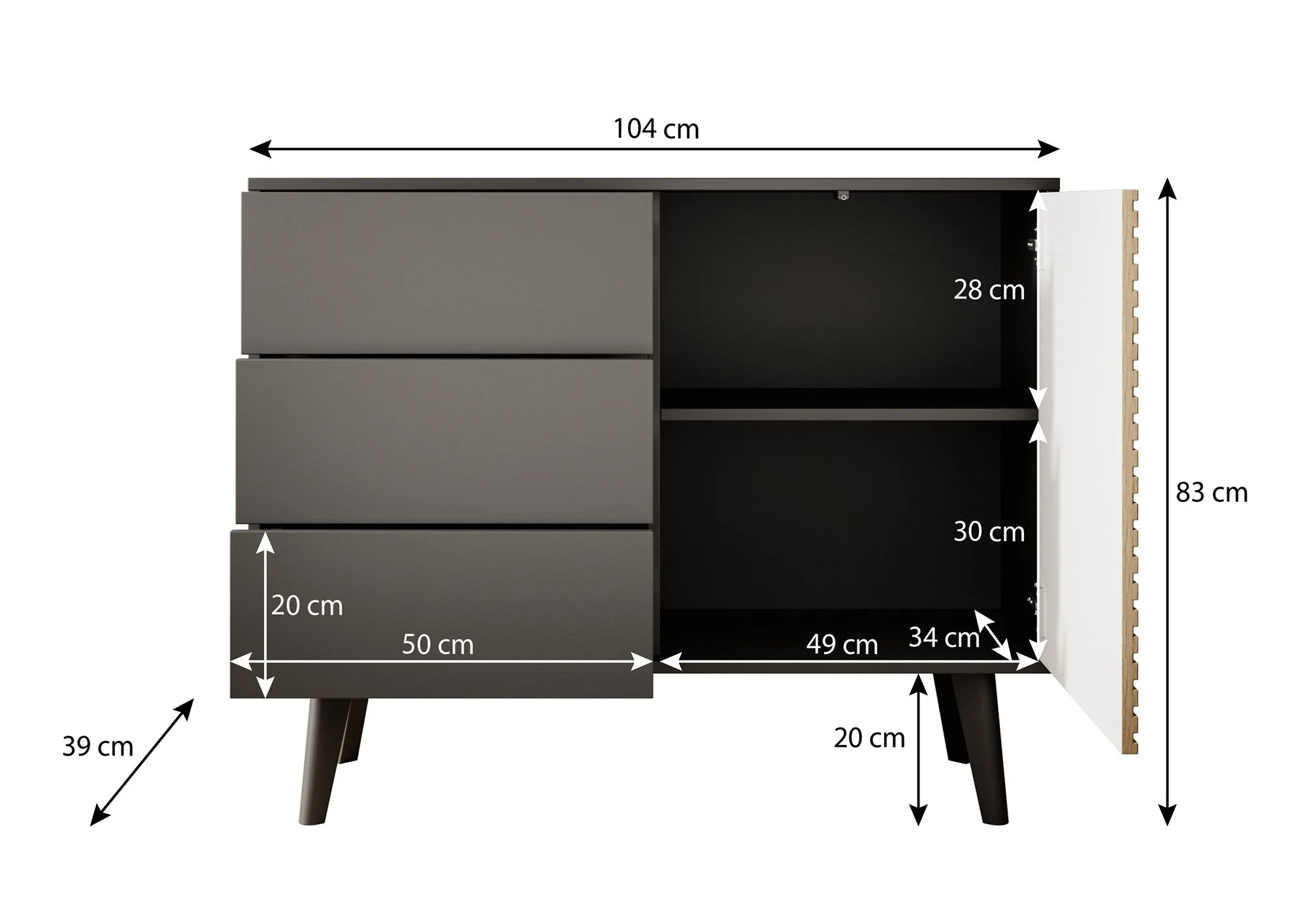 Palladium - Dressoir - Eiken/zwart - 104x39x83 cm - Image 5