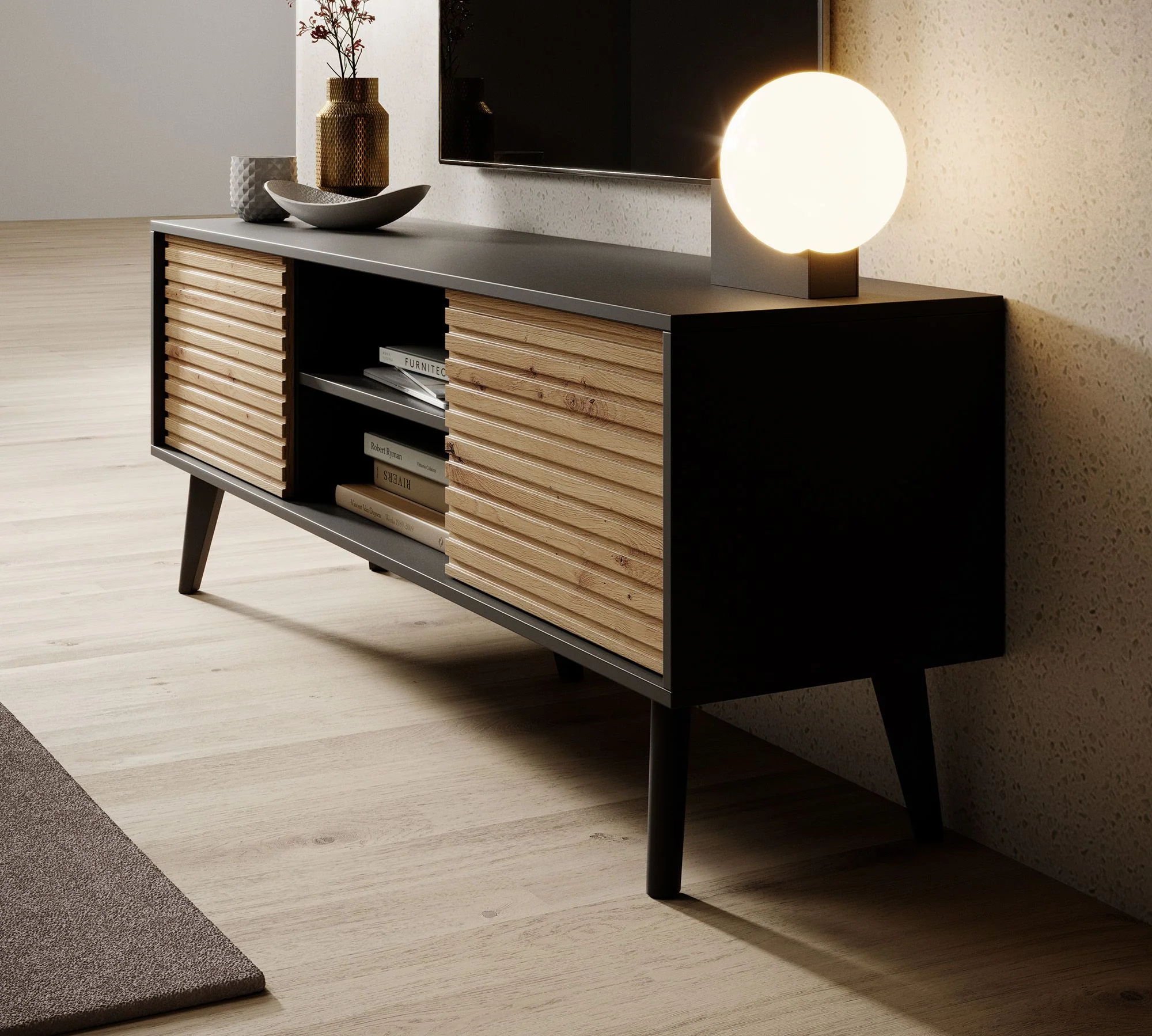 Palladium - TV-Meubel - Eiken/zwart - 154 cm - Image 4