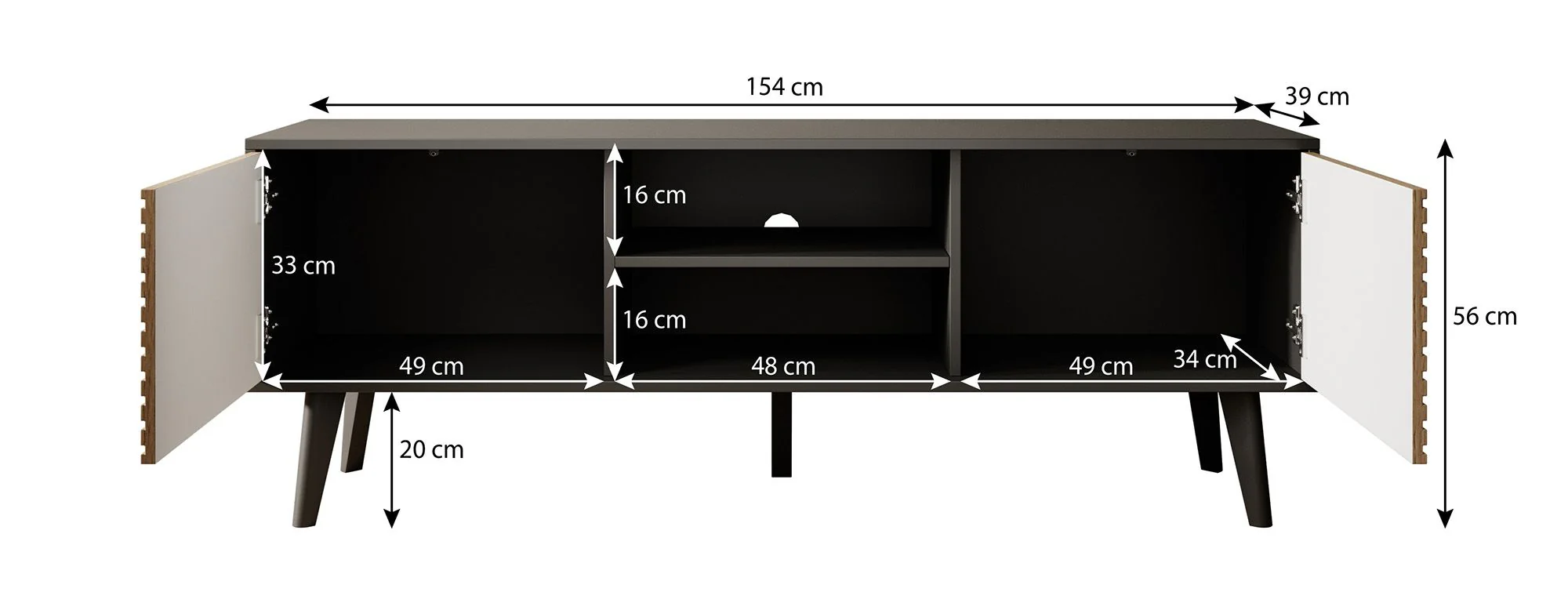 Palladium - TV-Meubel - Eiken/zwart - 154 cm - Image 5
