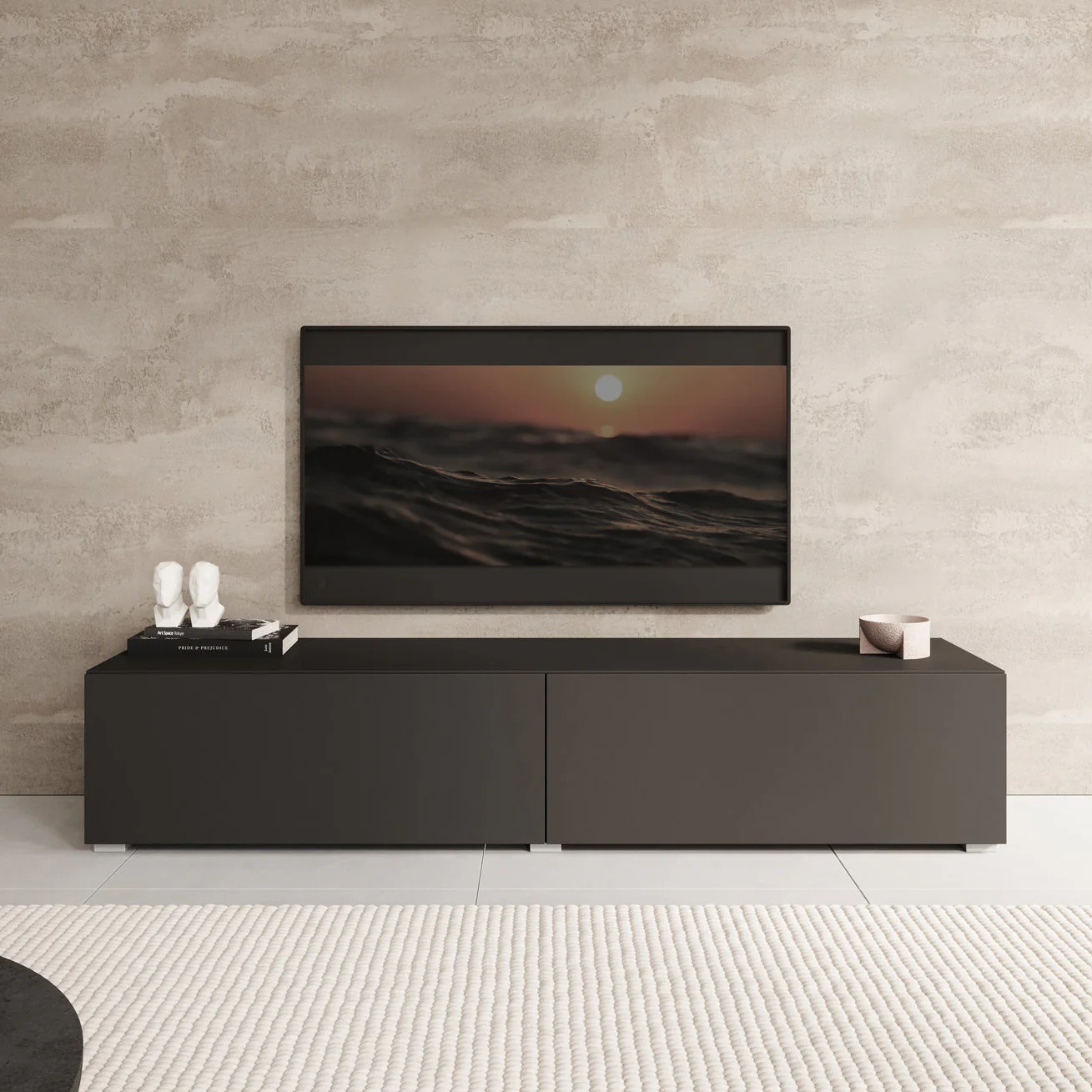 Palm - TV-Meubel - Mat zwart - 160x40x30 cm - Image 4