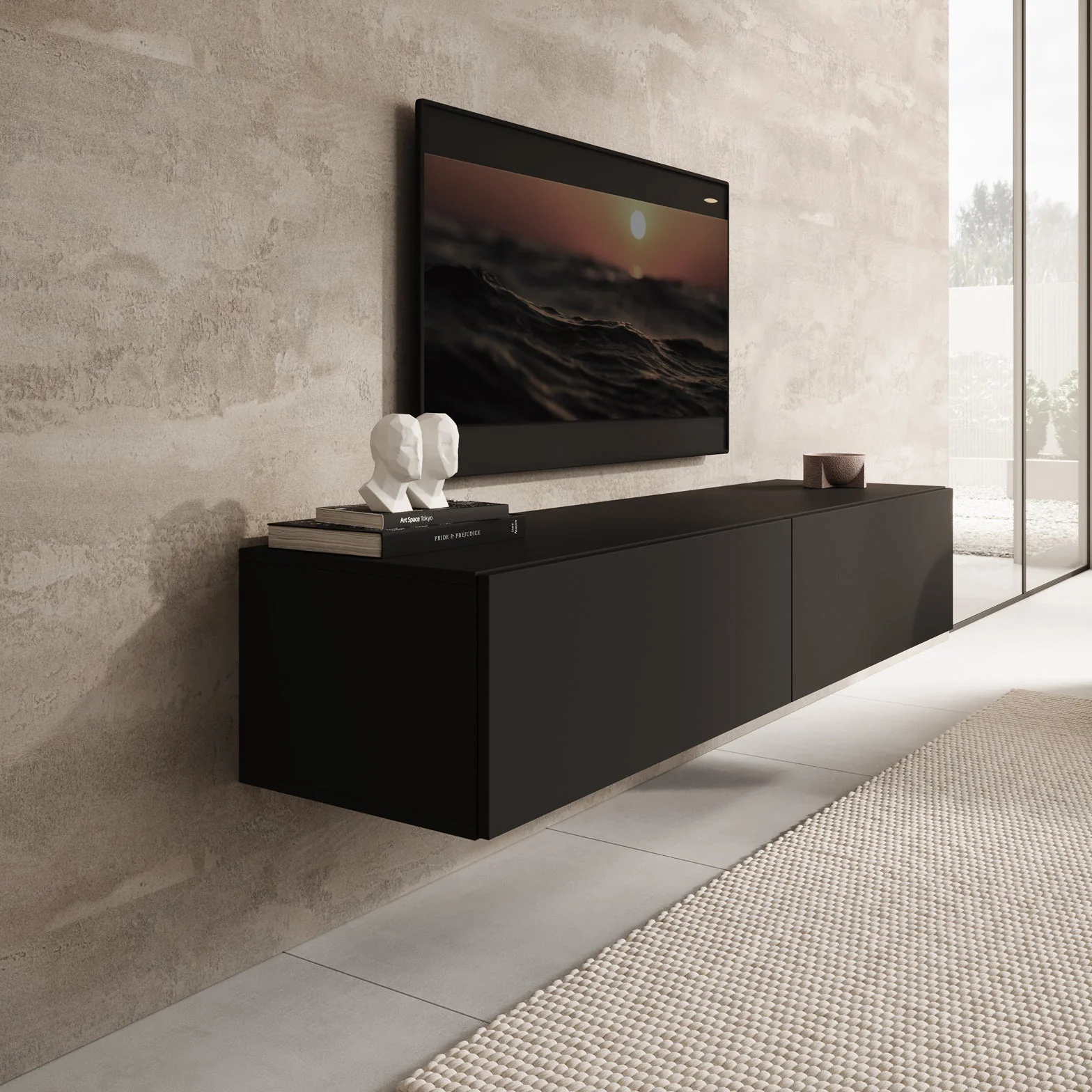 Palm - TV-Meubel - Mat zwart - 160x40x30 cm - Image 5