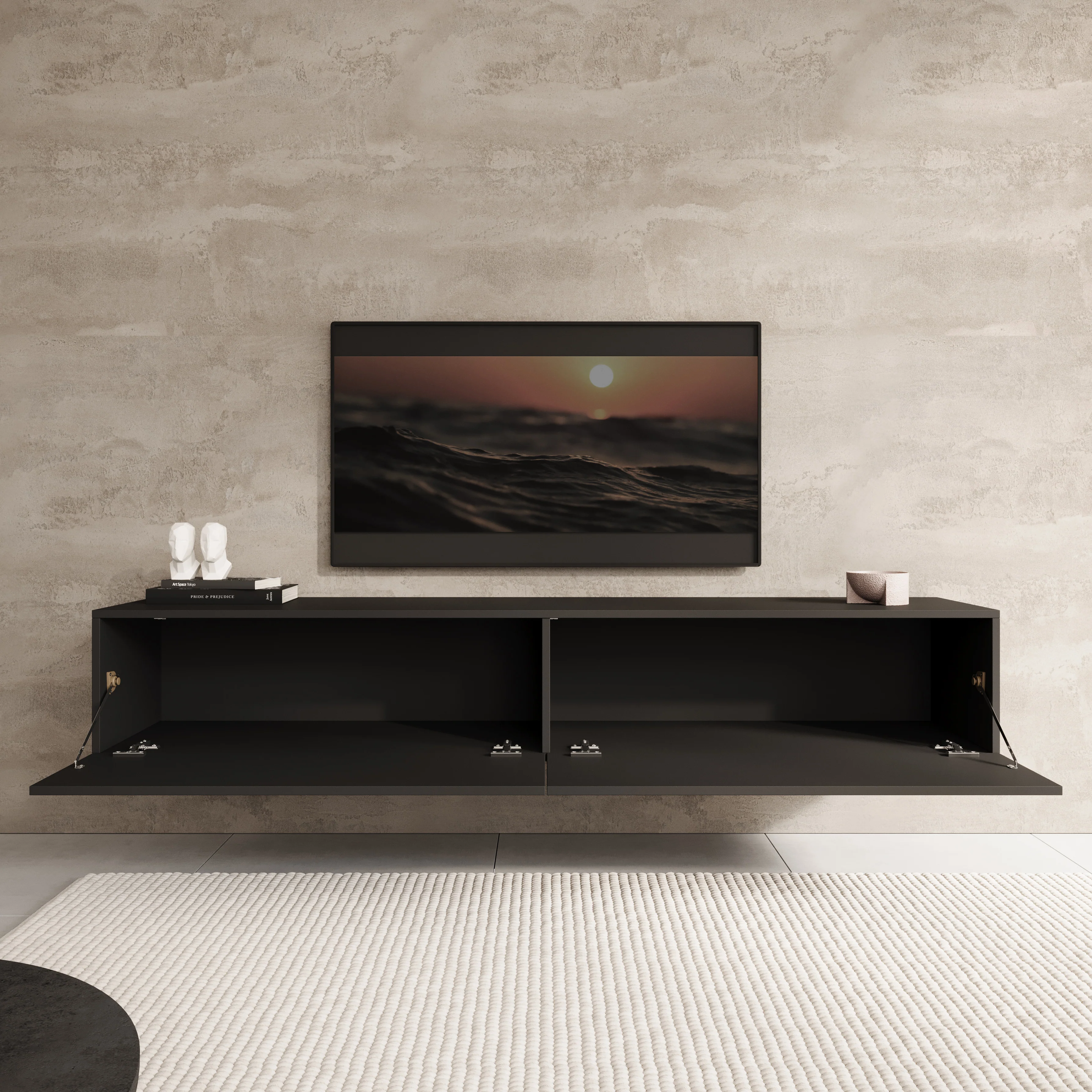 Palm - TV-Meubel - Mat zwart - 180x39x30 cm - Image 4
