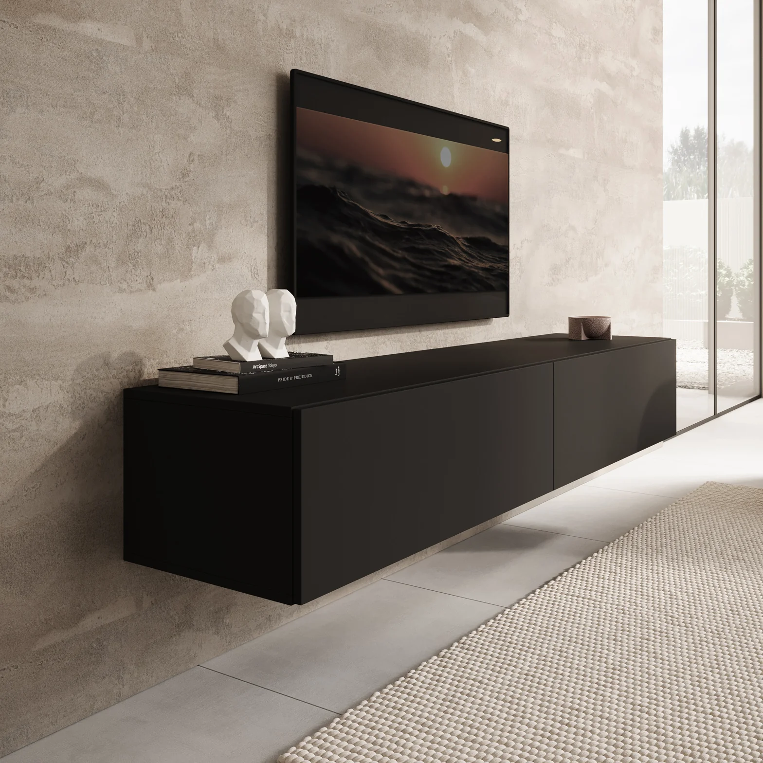 Palm - TV-Meubel - Mat zwart - 180x39x30 cm - Image 6