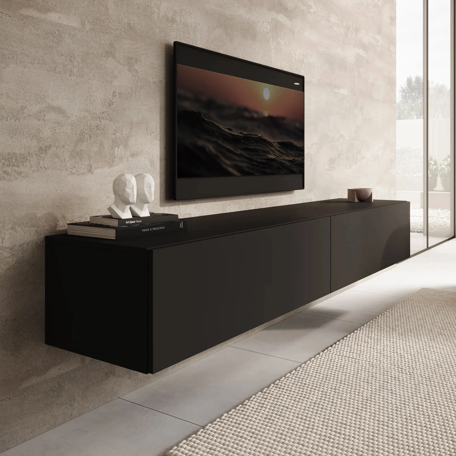Palm - TV-Meubel - Mat zwart - 200x40x30 cm - Image 5