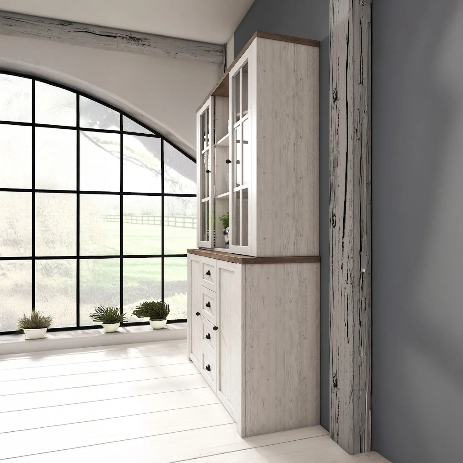 Parello 2 - Buffetkast - Wit/eiken - 130x43x199 cm - Image 3