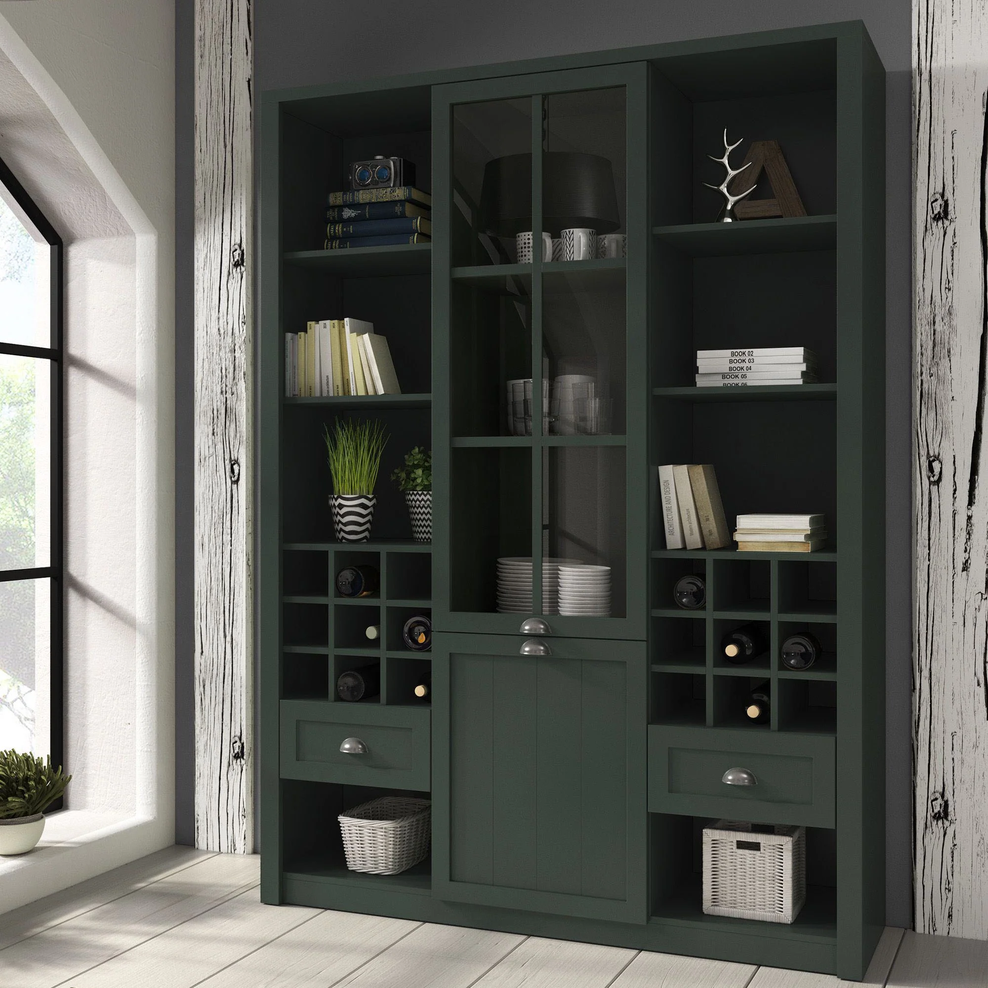 Parello 9 - Buffetkast - Groen - 140x43x198 cm