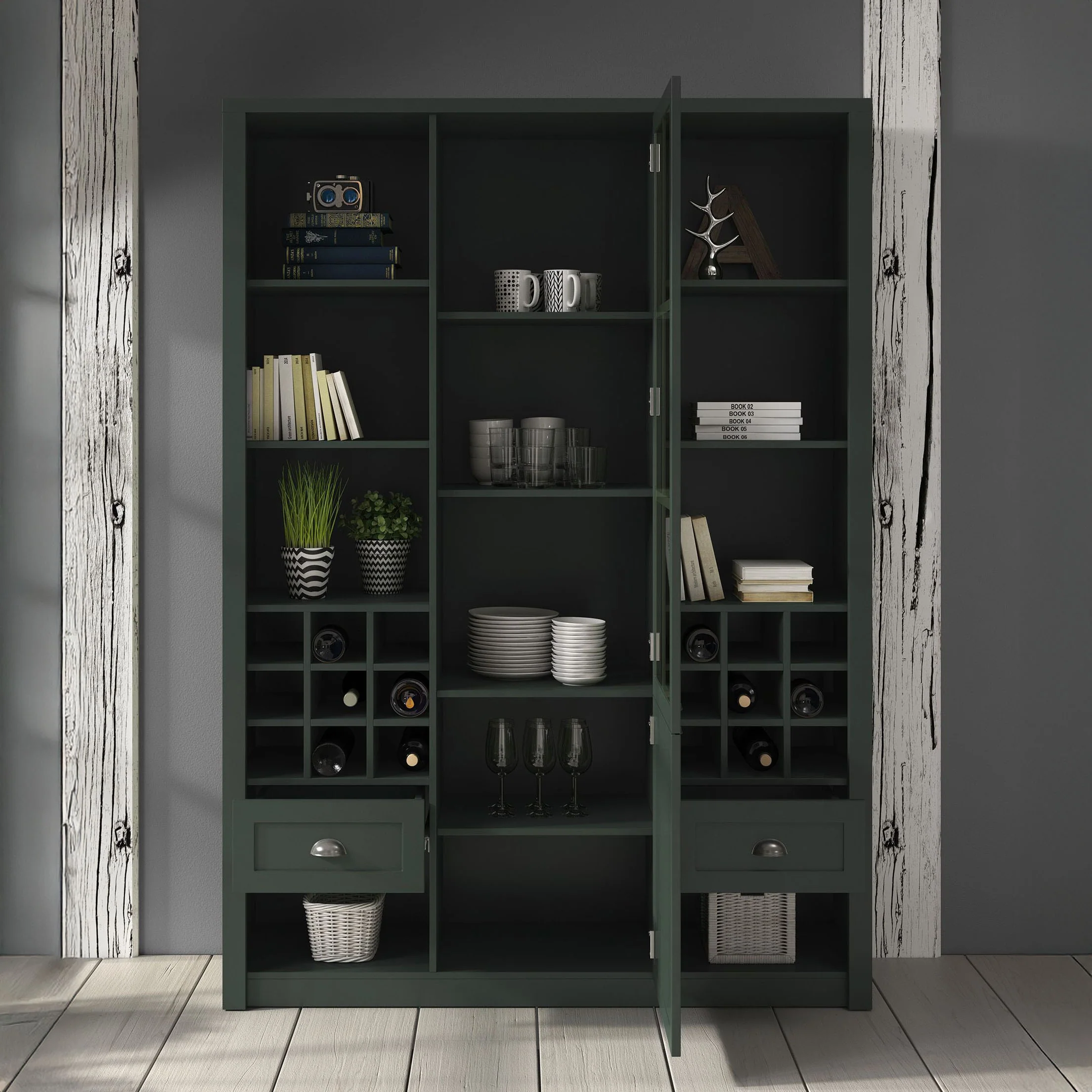 Parello 9 - Buffetkast - Groen - 140x43x198 cm - Image 2