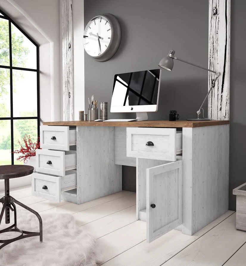 Parello - Bureau - Wit/eiken - 160x67 cm - Image 3