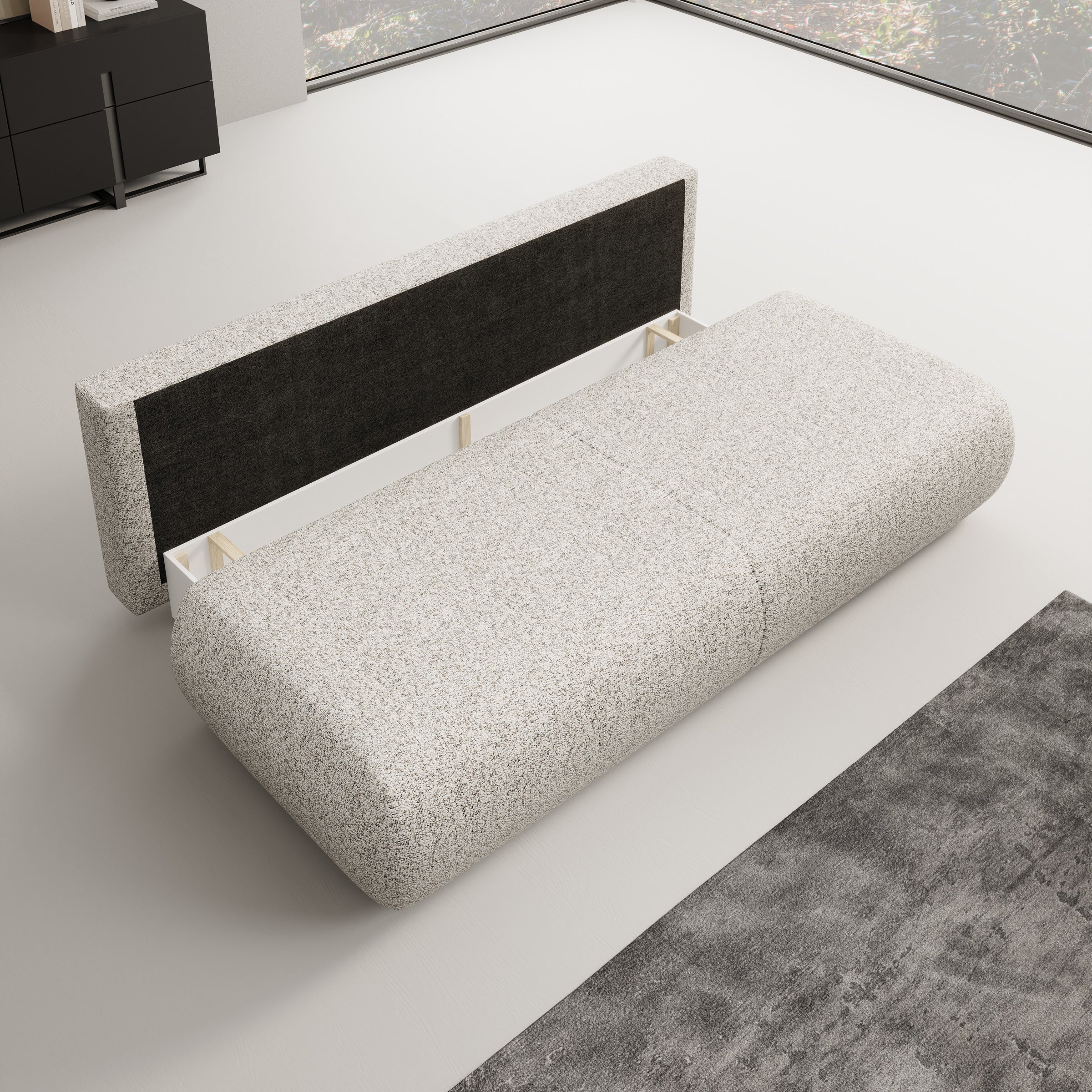Pavolino - Slaapbank - Stof grijs - 214x100x74 cm - Image 4