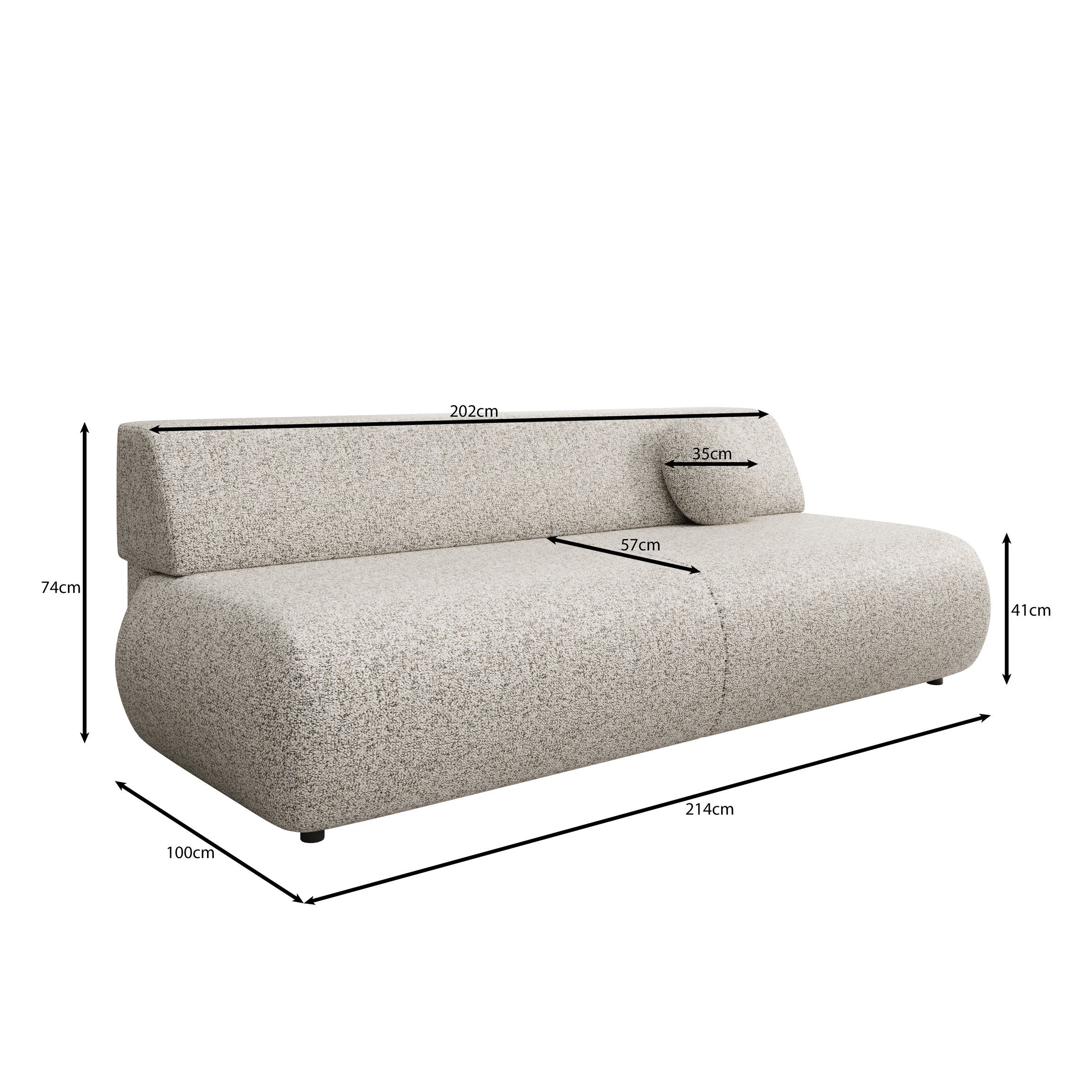 Pavolino - Slaapbank - Stof grijs - 214x100x74 cm - Image 6
