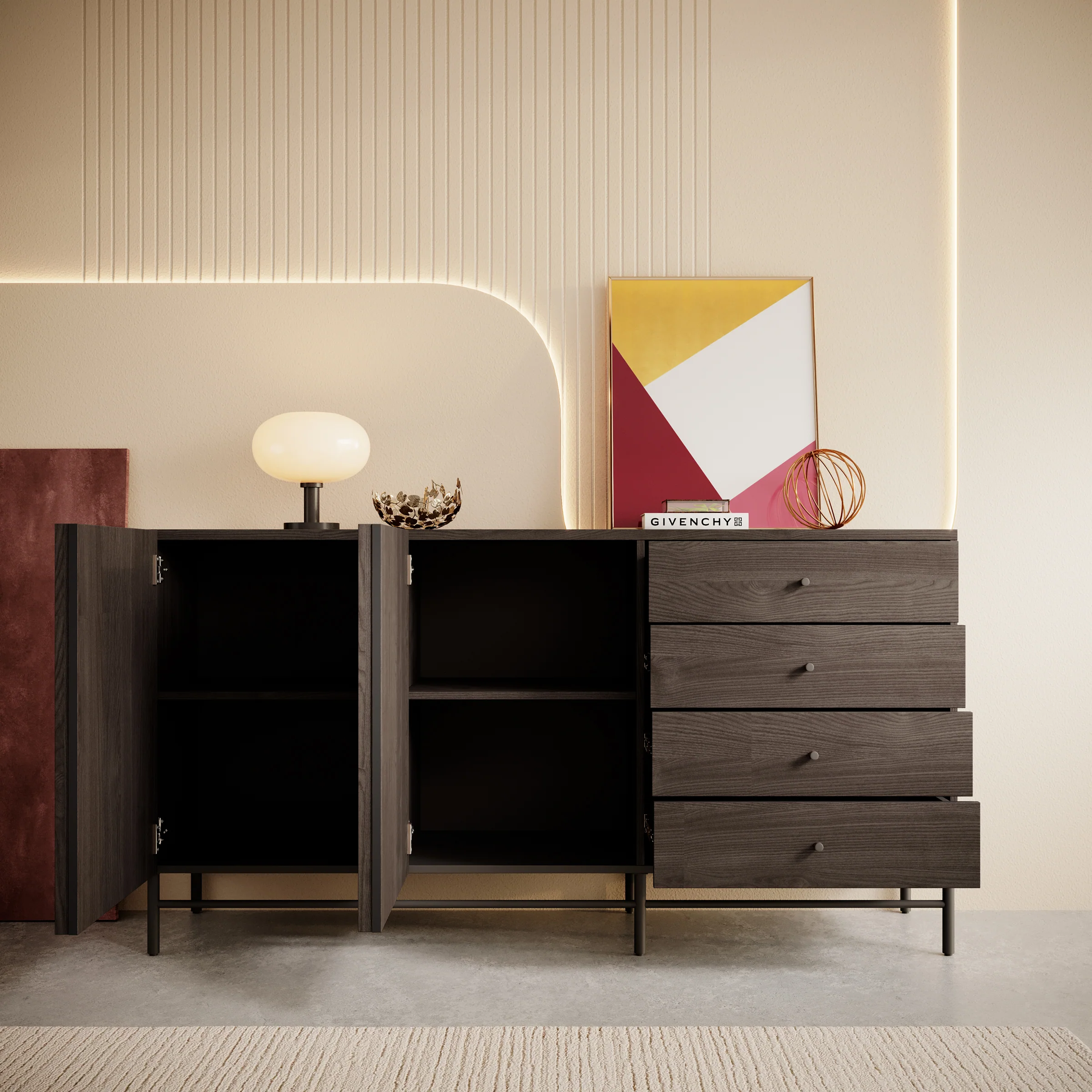 Paz - Dressoir - Donker eiken - 165x44x87 cm - Image 2
