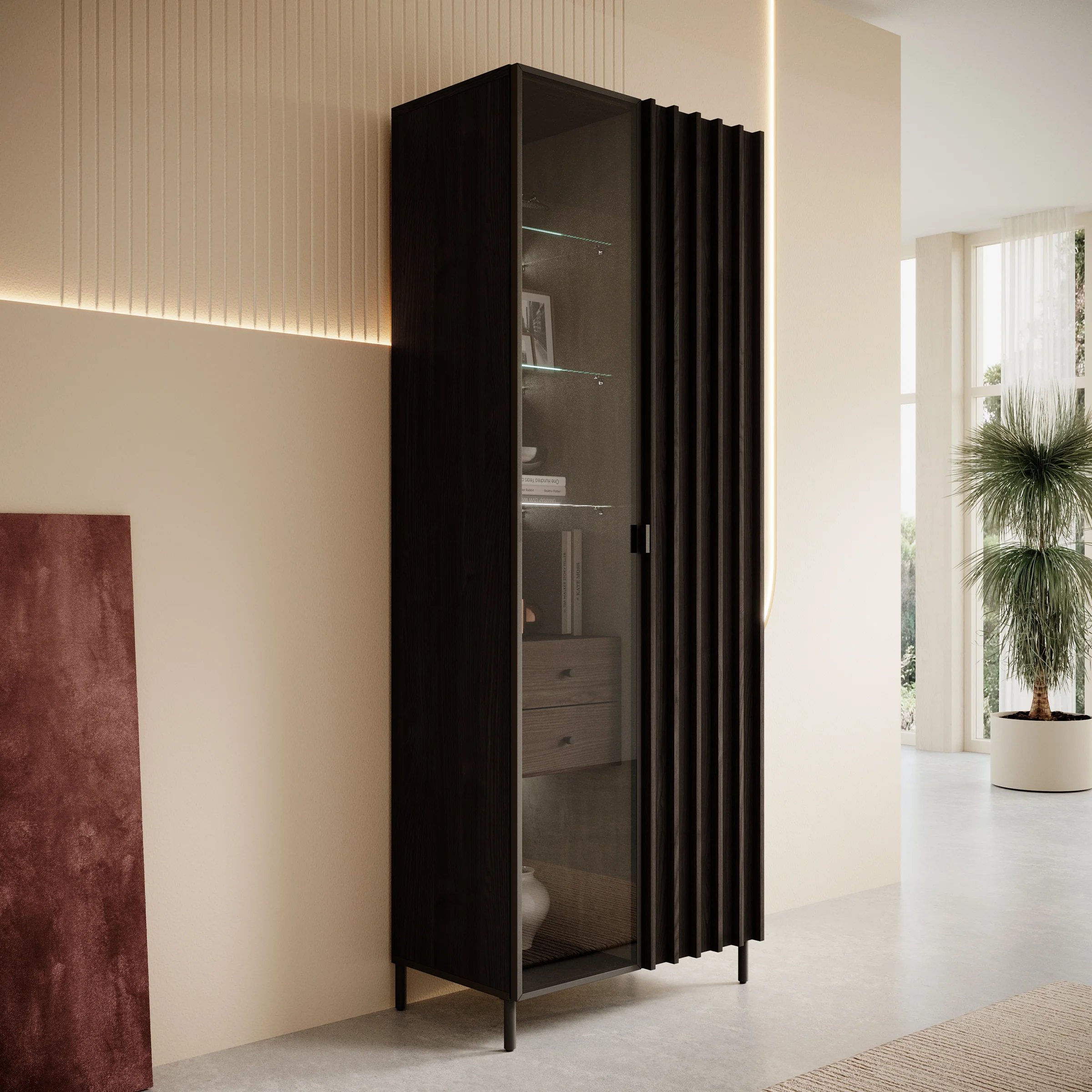 Paz - Vitrinekast - Donkerbruin - 73x44x196 cm - Image 4