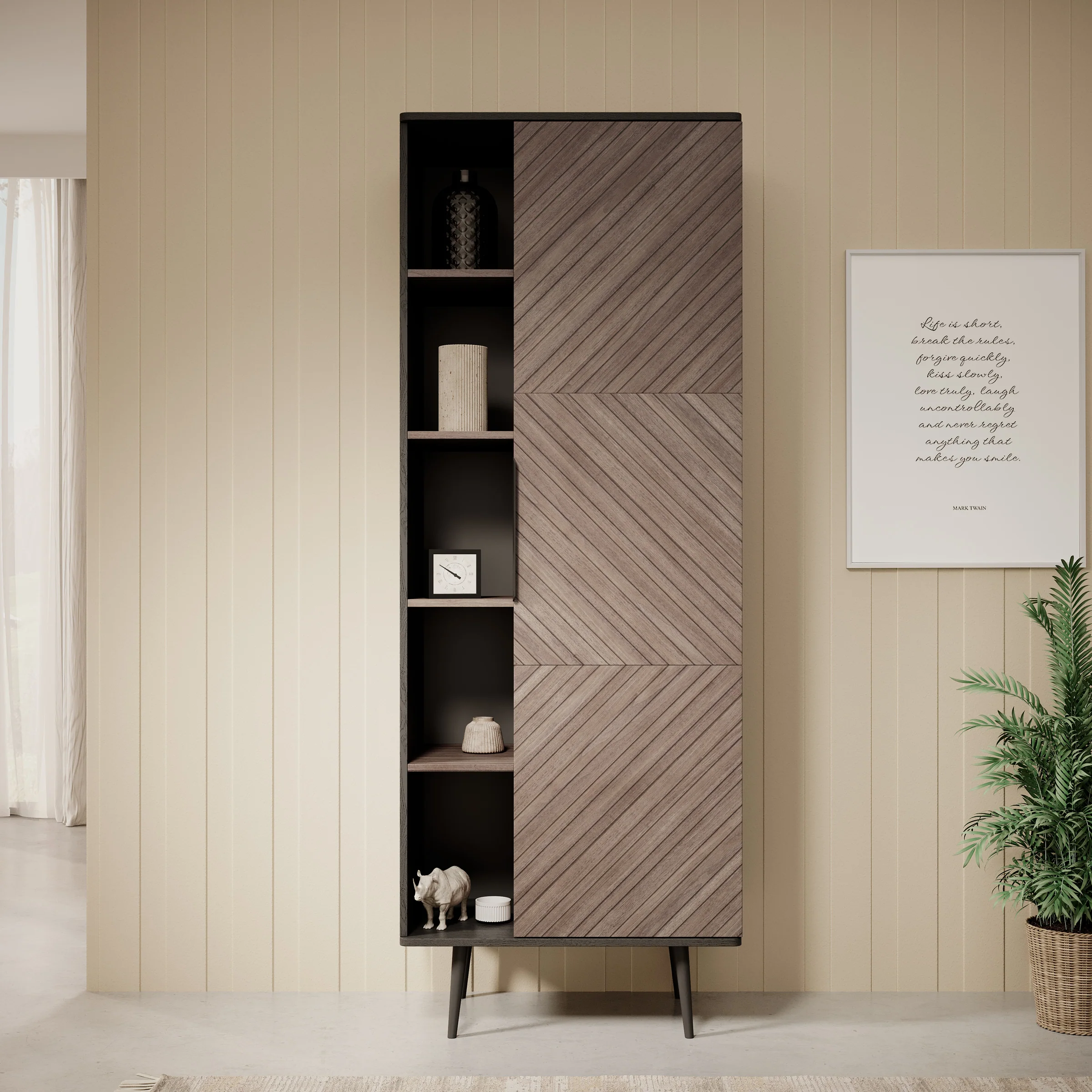 Pedro - Boekenkast - Donker eiken/zwart eiken - 70x41x190 cm - Image 3