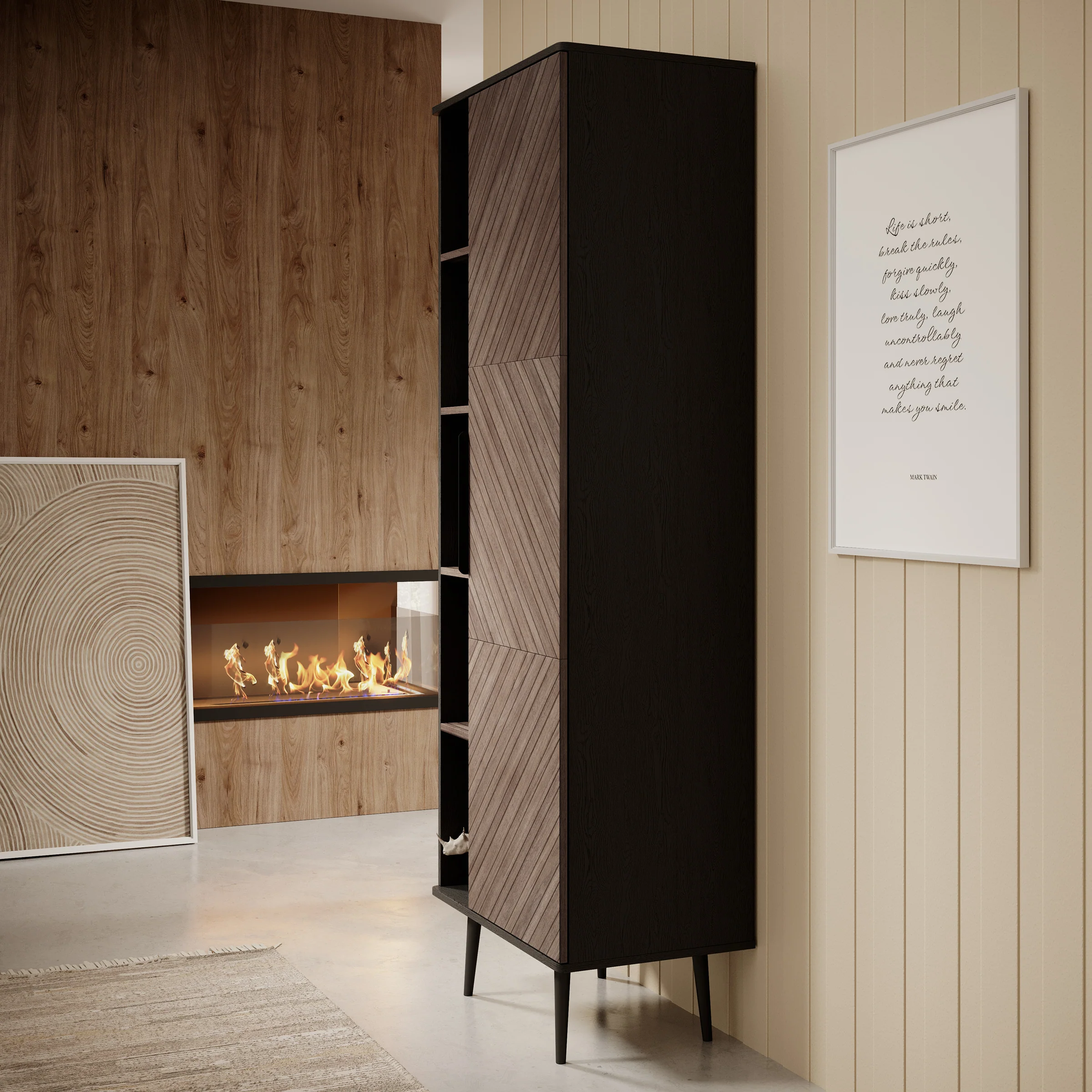 Pedro - Boekenkast - Donker eiken/zwart eiken - 70x41x190 cm - Image 4