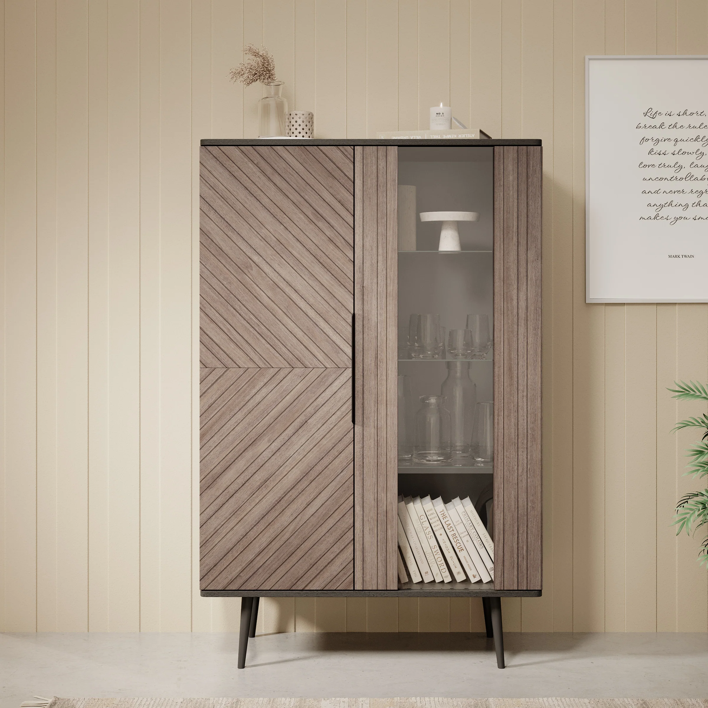 Pedro - Vitrinekast - Donker eiken - 90x41x140 cm - Image 3
