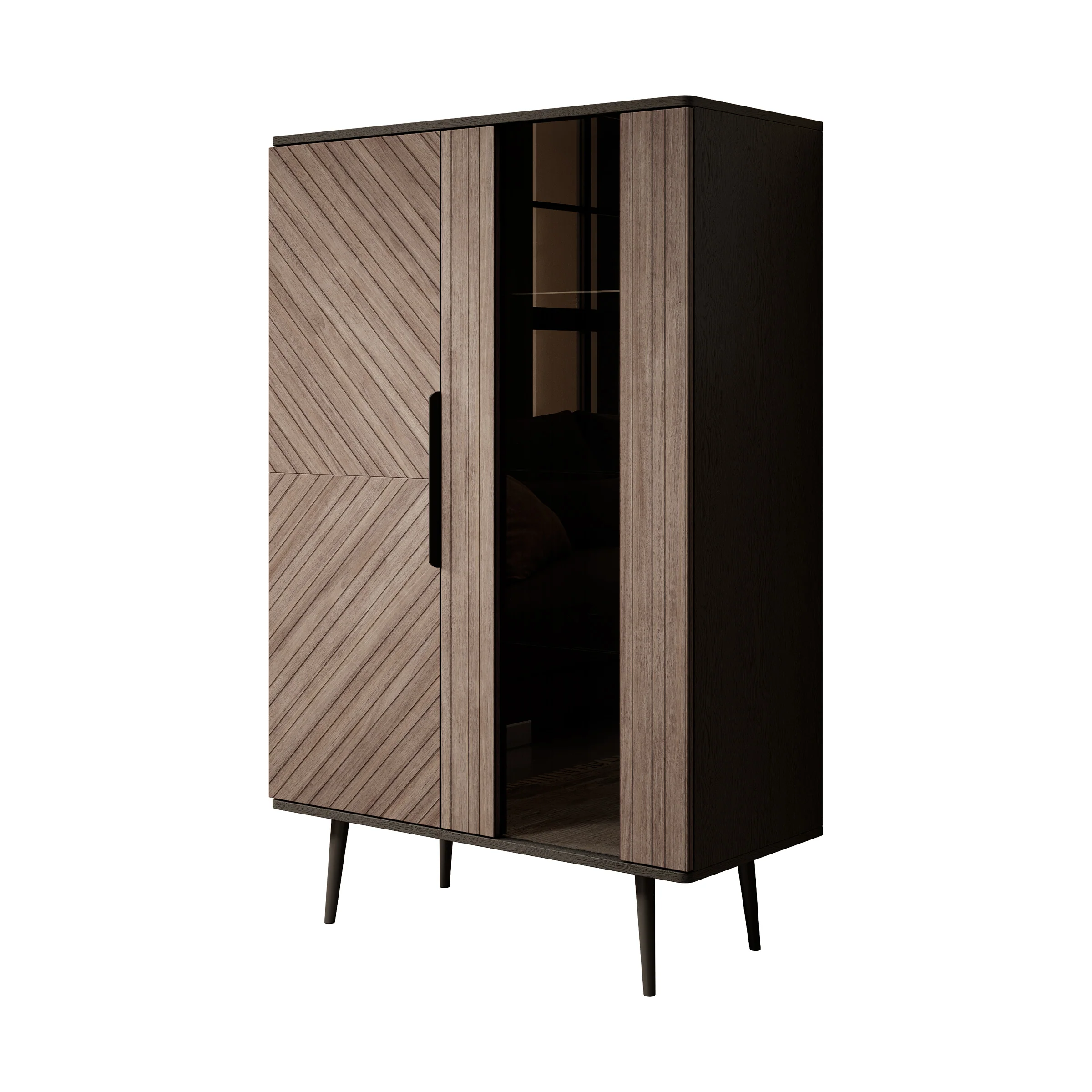 Pedro - Vitrinekast - Donker eiken - 90x41x140 cm - Image 7