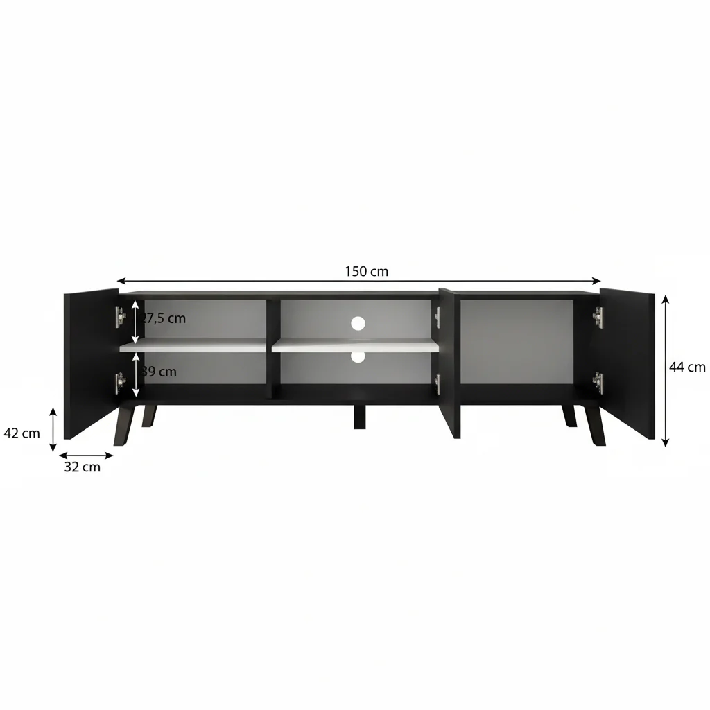 Pepinos 2 - TV-Meubel - Mat zwart - 150x42x44 cm - Image 5