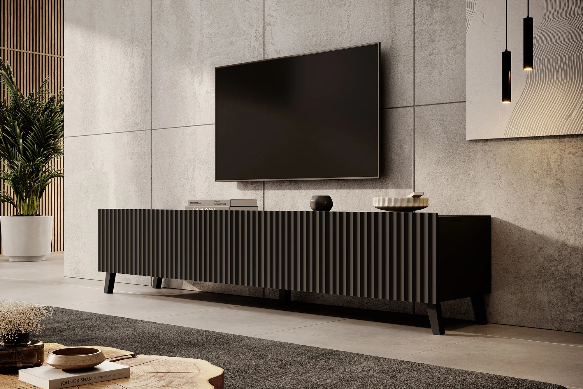 Pepinos 2 - TV-Meubel - Mat zwart - 200x42x44 cm