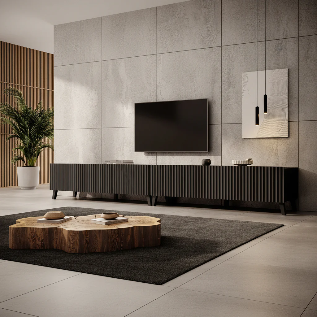 Pepinos 2 - TV-Meubel - Mat zwart - 300x42x44 cm