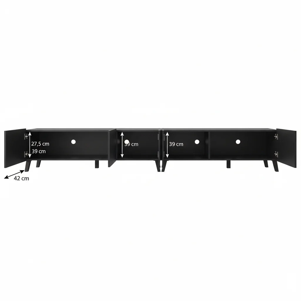 Pepinos 2 - TV-Meubel - Mat zwart - 300x42x44 cm - Image 5