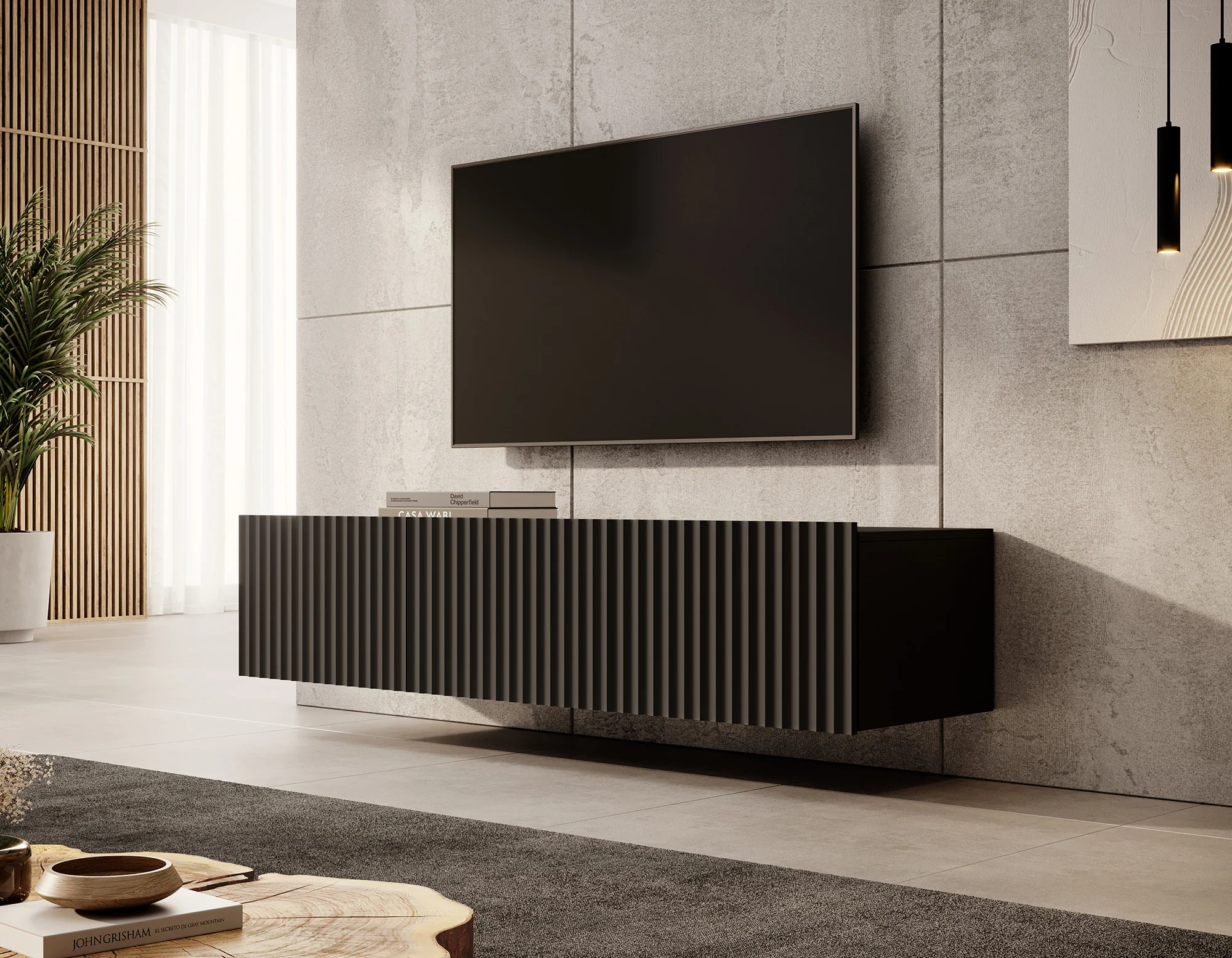 Pepinos - TV-Meubel - Mat zwart - 150x42x33 cm