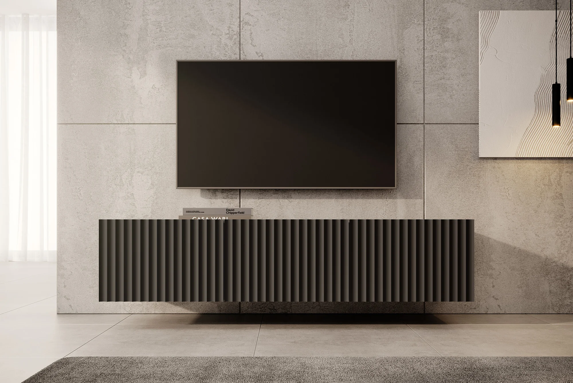 Pepinos - TV-Meubel - Mat zwart - 150x42x33 cm - Image 3