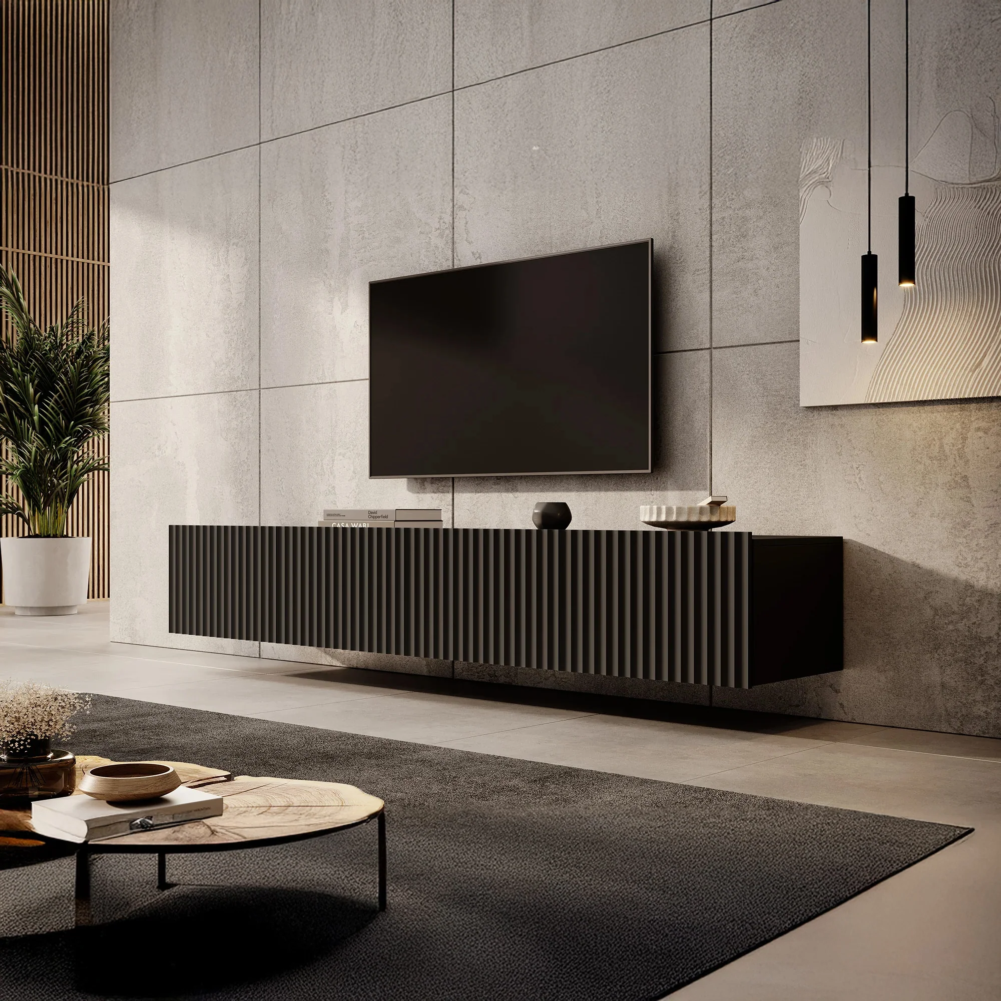 Pepinos - TV-Meubel - Mat zwart - 200x42x33 cm
