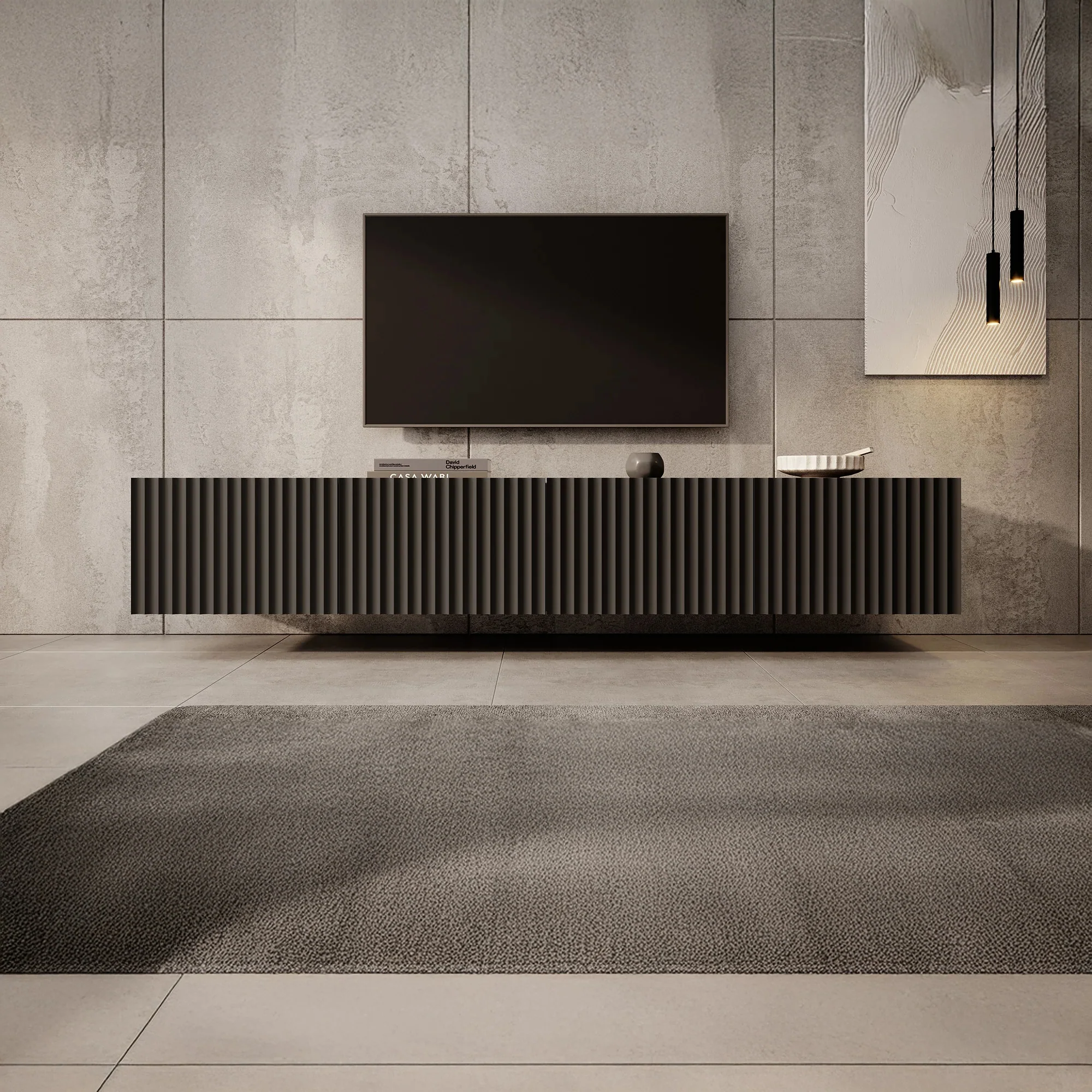 Pepinos - TV-Meubel - Mat zwart - 200x42x33 cm - Image 3