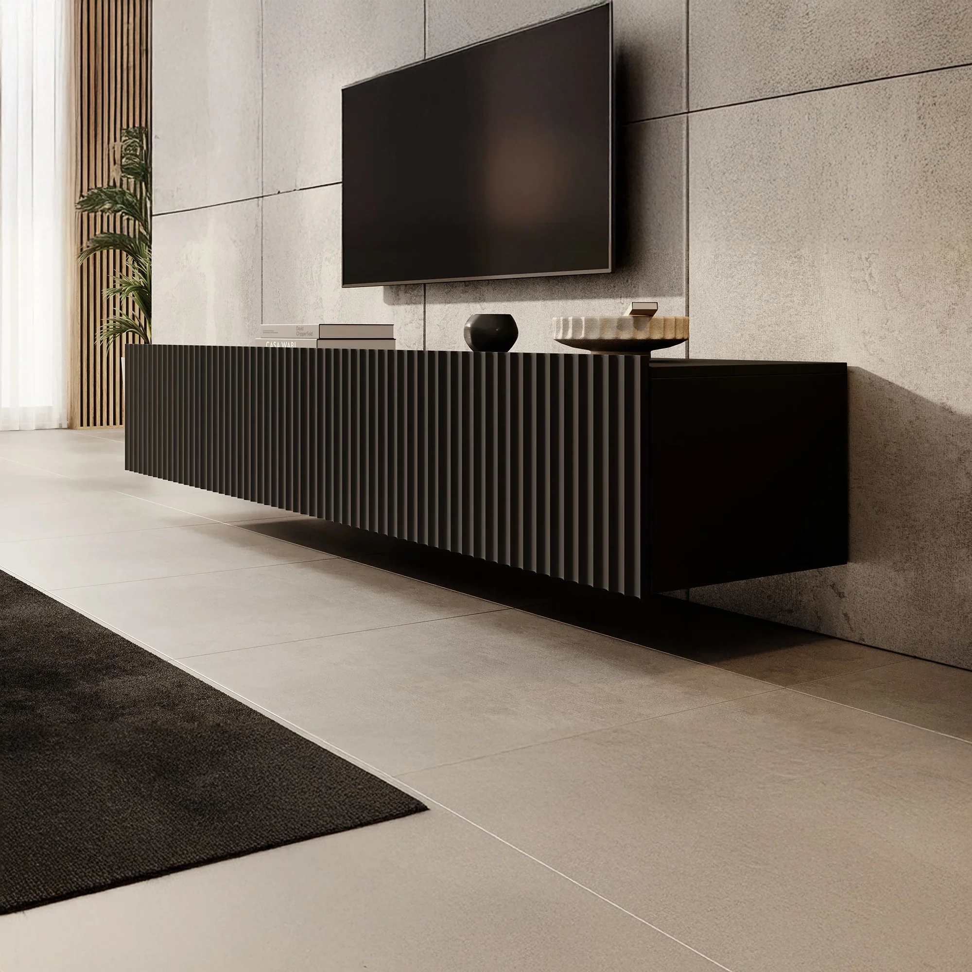 Pepinos - TV-Meubel - Mat zwart - 200x42x33 cm - Image 4