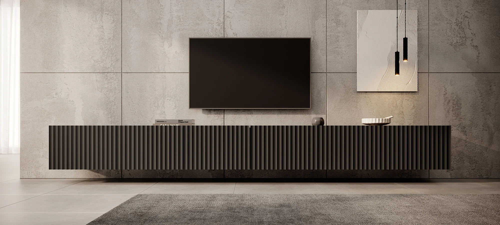 Pepinos - TV-Meubel - Mat zwart - 300x42x33 cm - Image 3
