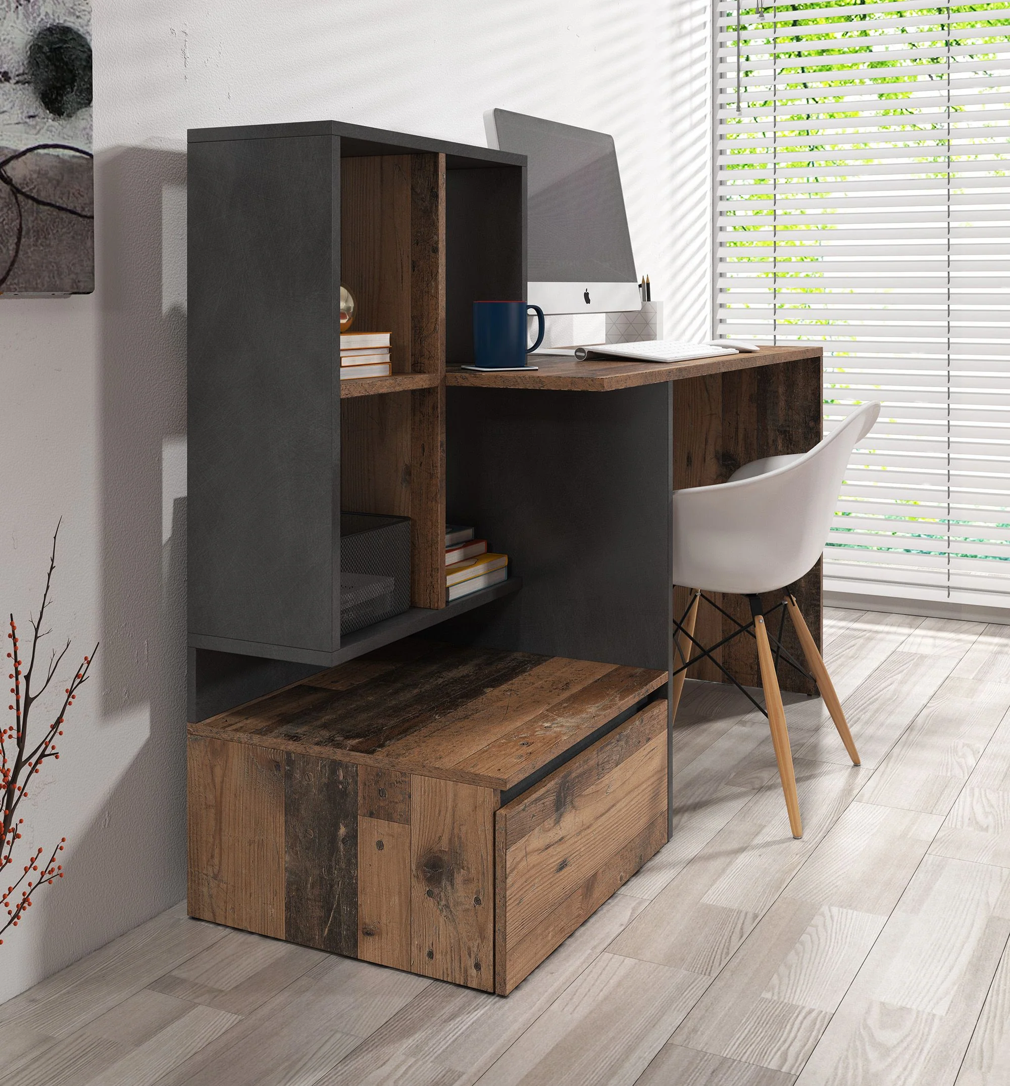 Pierre 2 - Bureau - Donker eiken/antraciet - 145x52 cm - Image 4