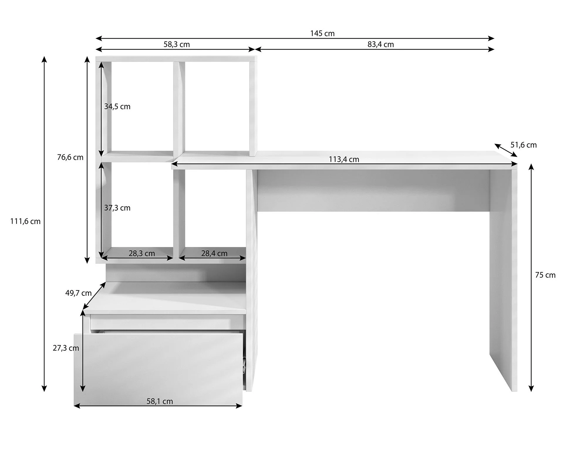 Pierre 2 - Bureau - Donker eiken/antraciet - 145x52 cm - Image 5