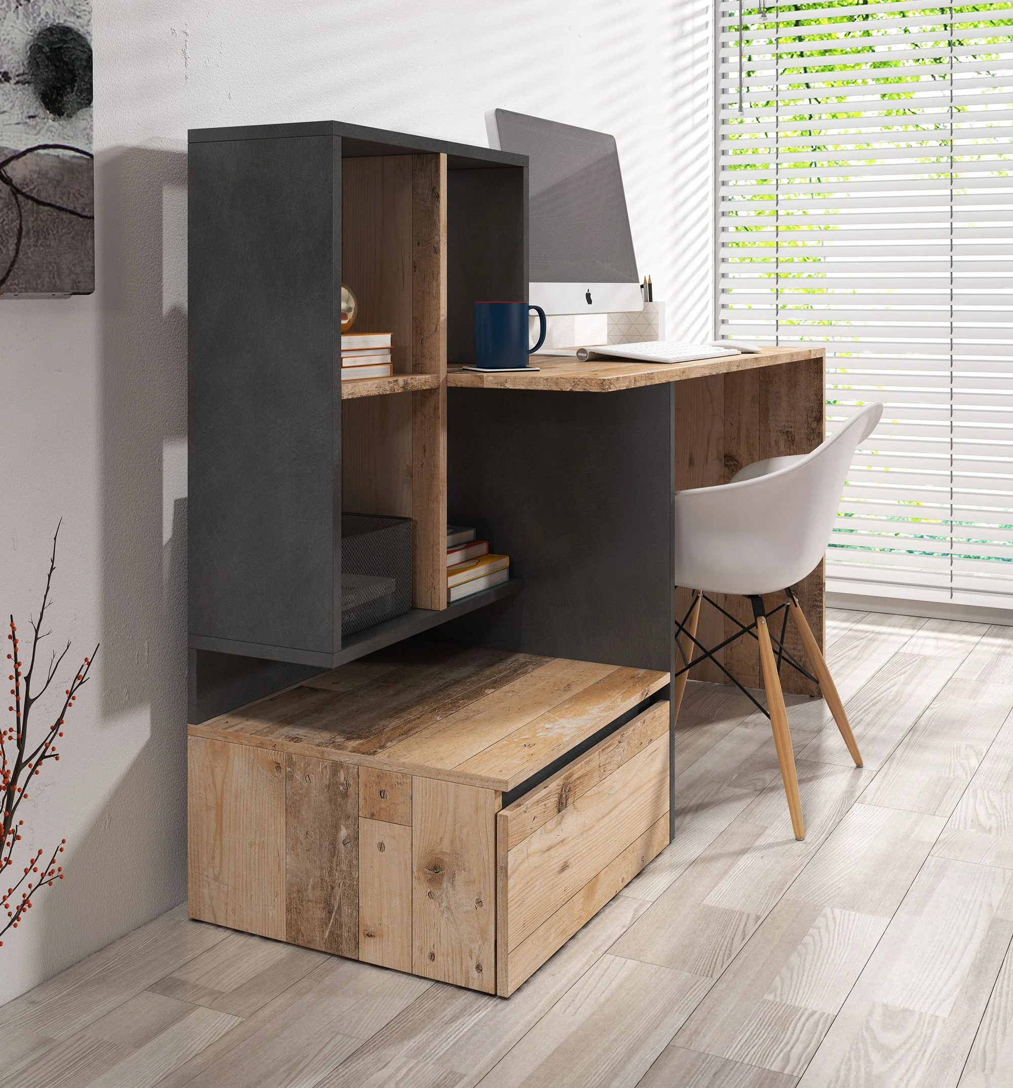Pierre 2 - Bureau - Licht eiken/antraciet - 145x52 cm - Image 4