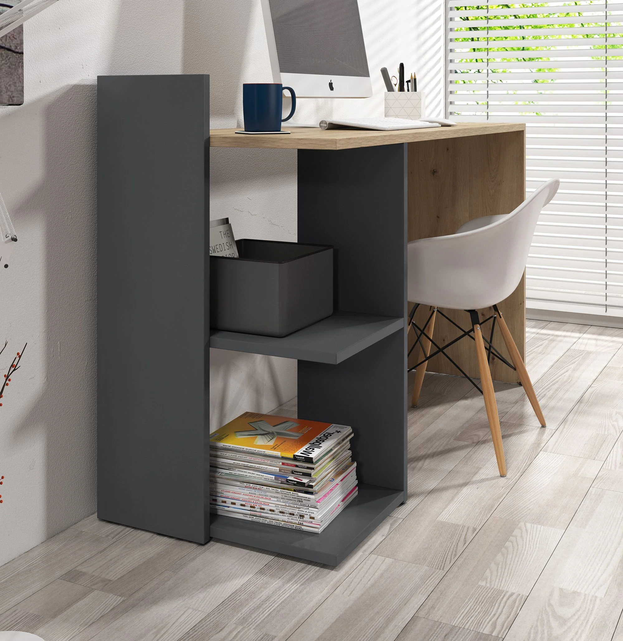 Pierre - Bureau - Eiken/antraciet - 120x52 cm - Image 3