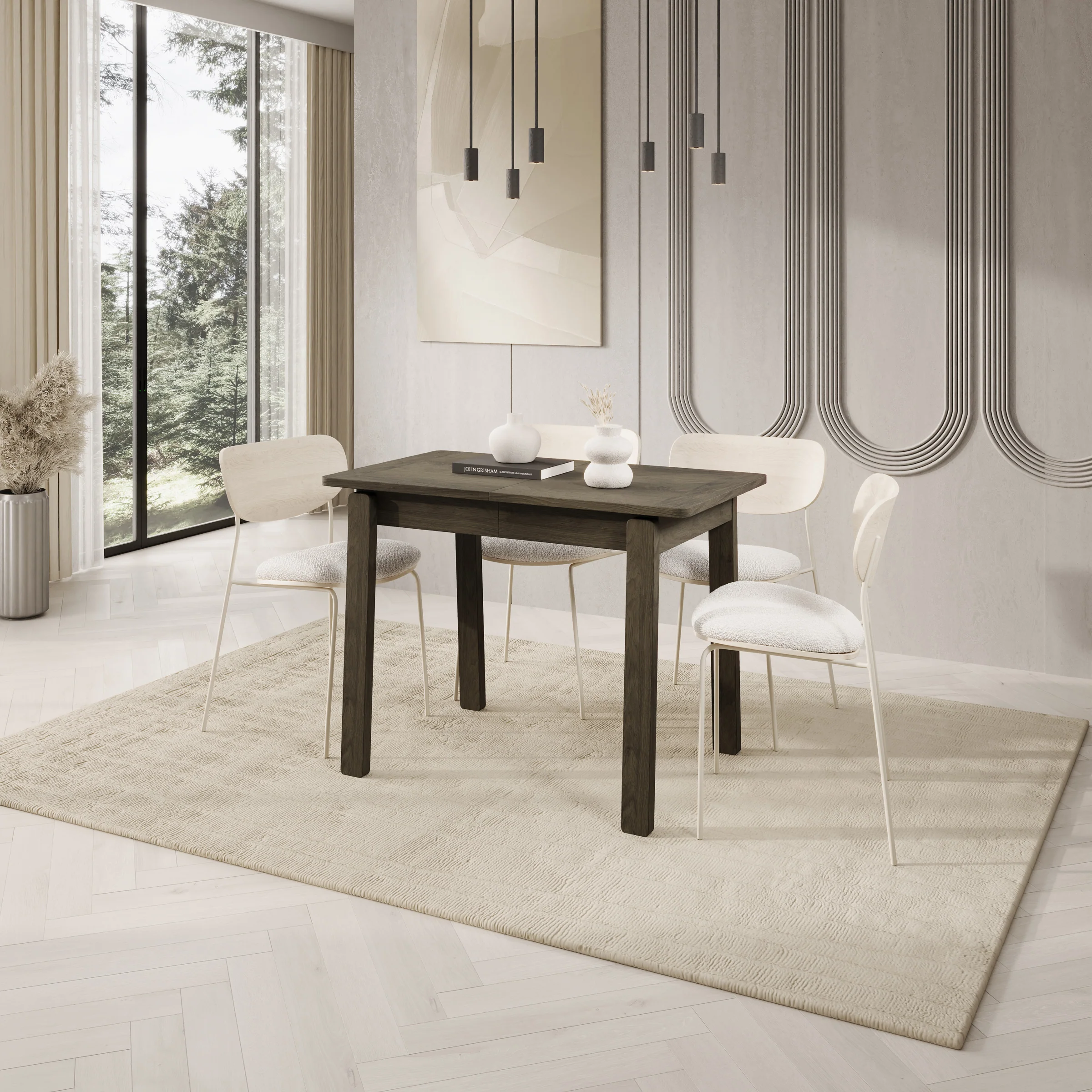Portino - Eetkamertafel - Donker eiken - 104-224x60x77 cm - Image 2