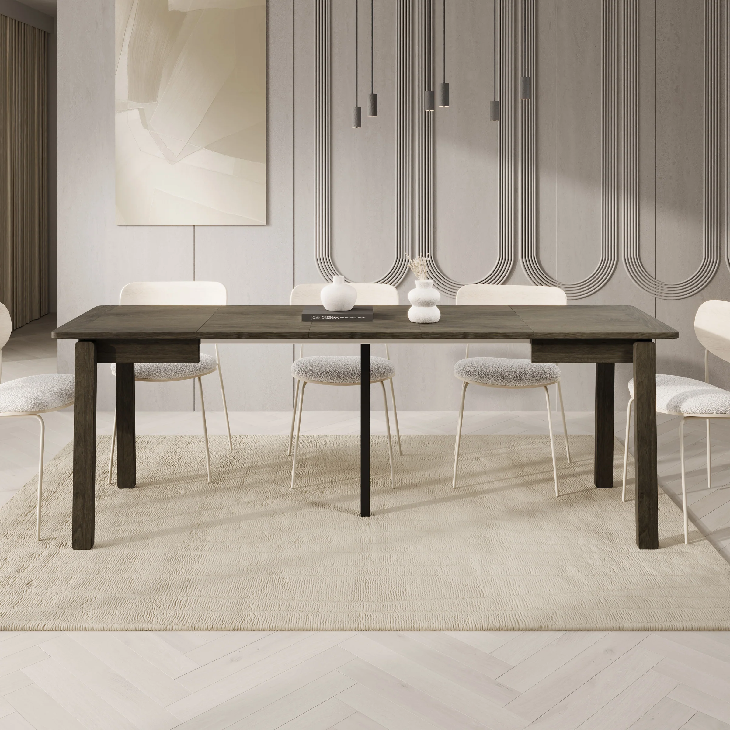 Portino - Eetkamertafel - Donker eiken - 104-224x60x77 cm - Image 5