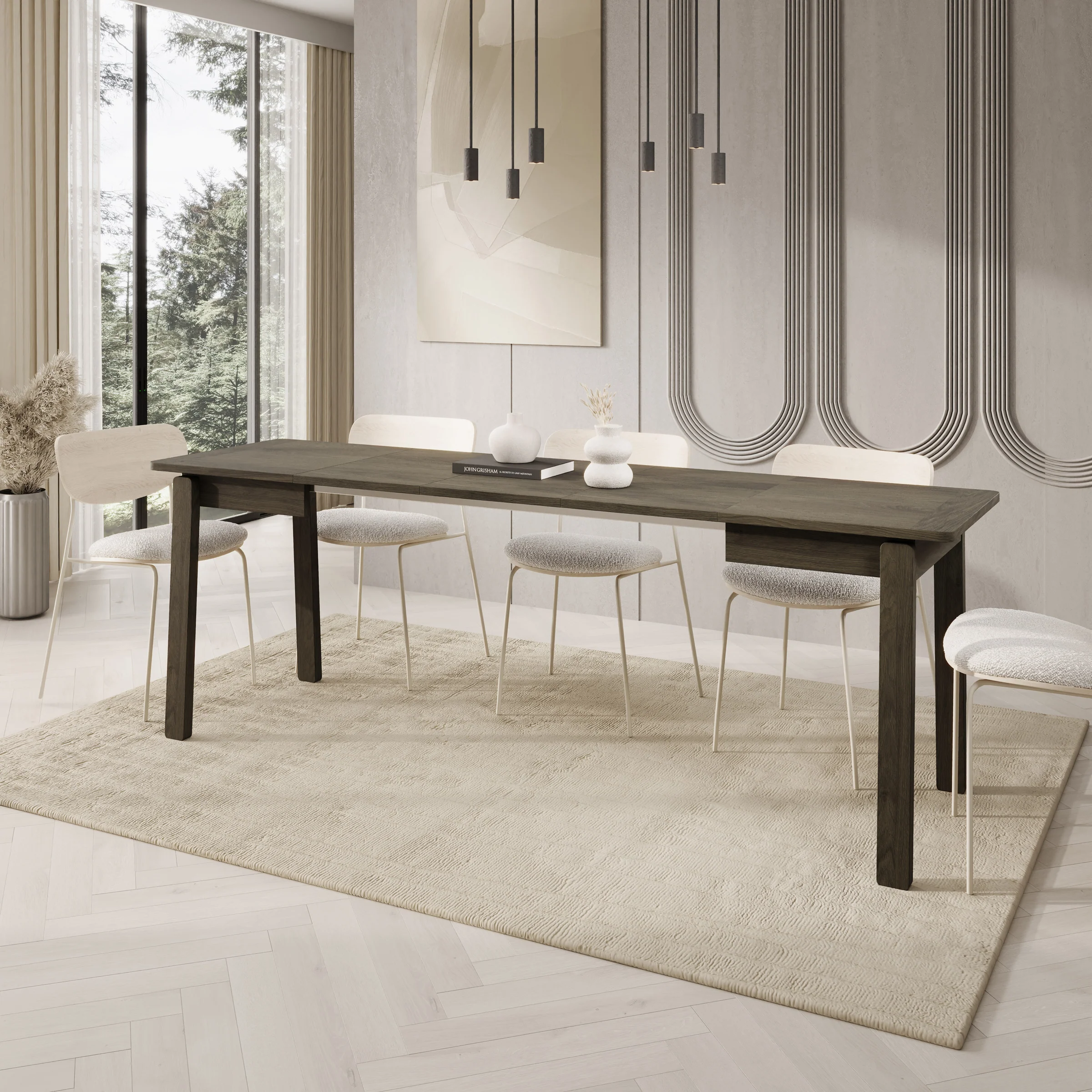 Portino - Eetkamertafel - Donker eiken - 104-224x60x77 cm - Image 6
