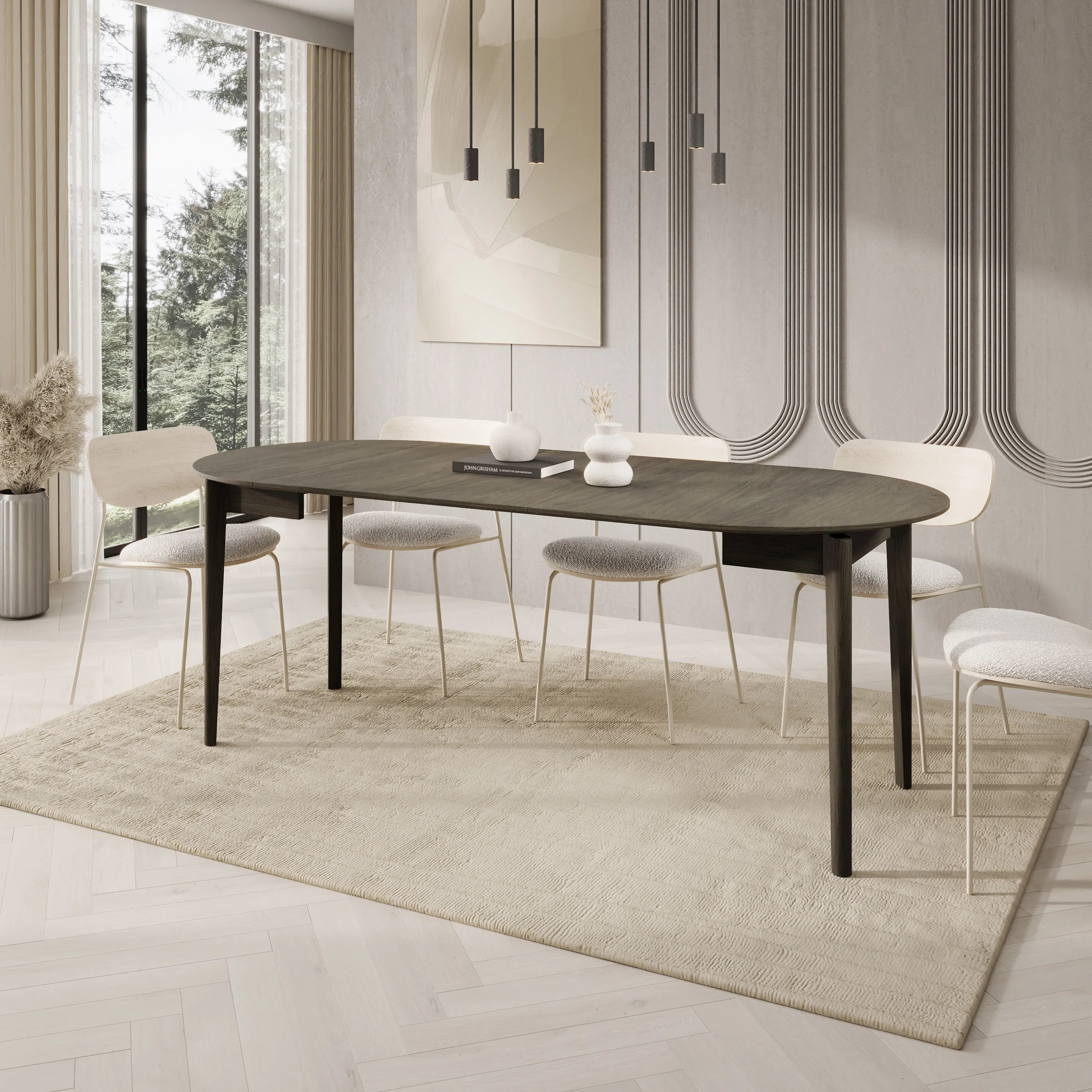 Portino - Eetkamertafel - Donker eiken - 90-210x90x77 cm - Image 6