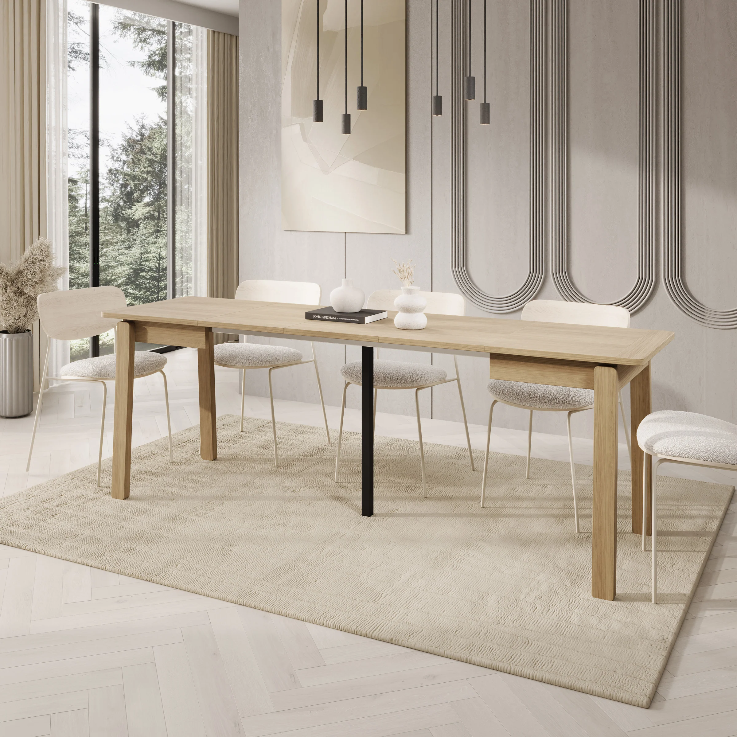 Portino - Eetkamertafel - Licht eiken - 104-224x60x77 cm