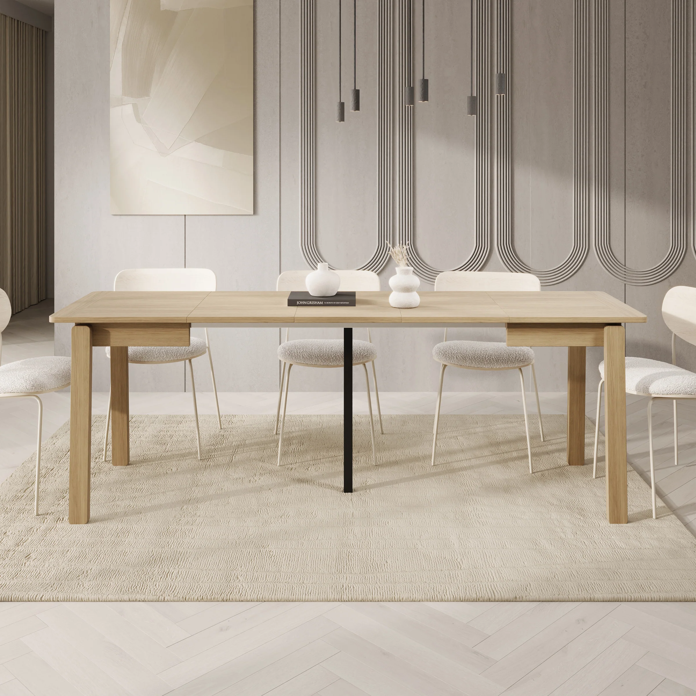Portino - Eetkamertafel - Licht eiken - 104-224x60x77 cm - Image 5