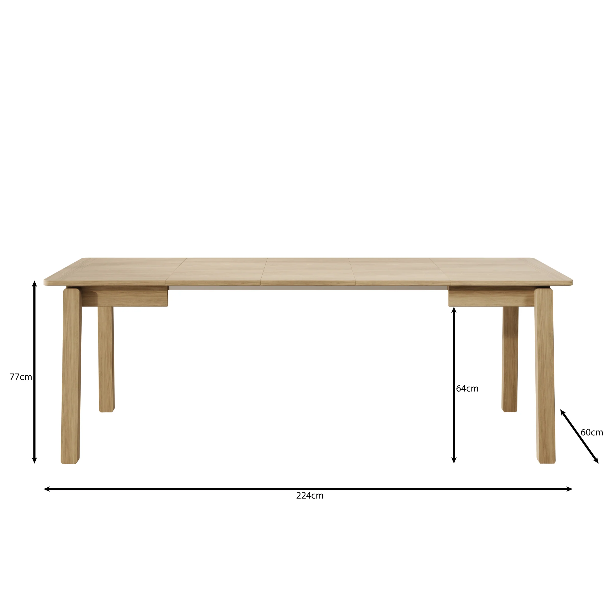 Portino - Eetkamertafel - Licht eiken - 104-224x60x77 cm - Image 8