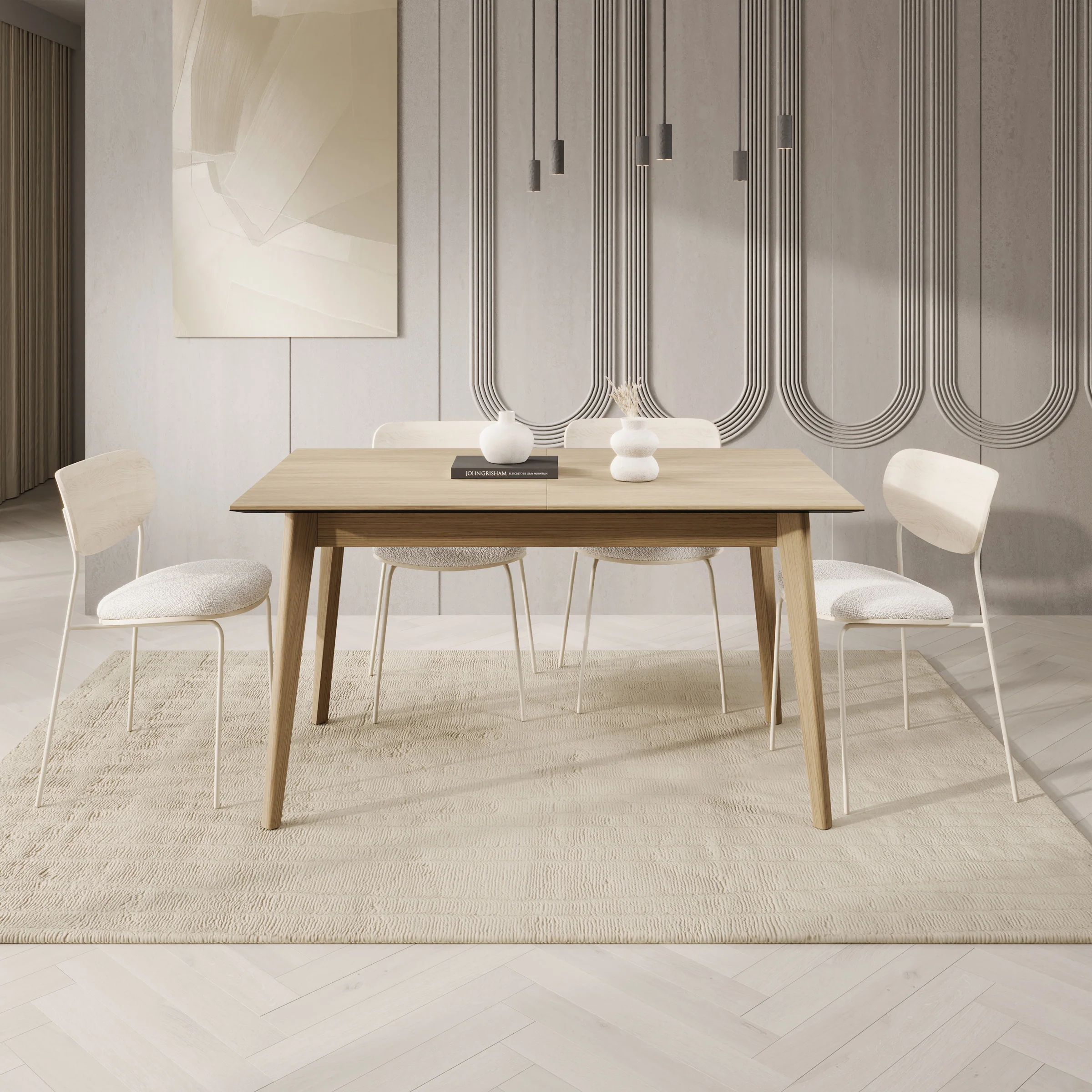 Portino - Eetkamertafel - Licht eiken - 145-220x85x77cm - Image 3
