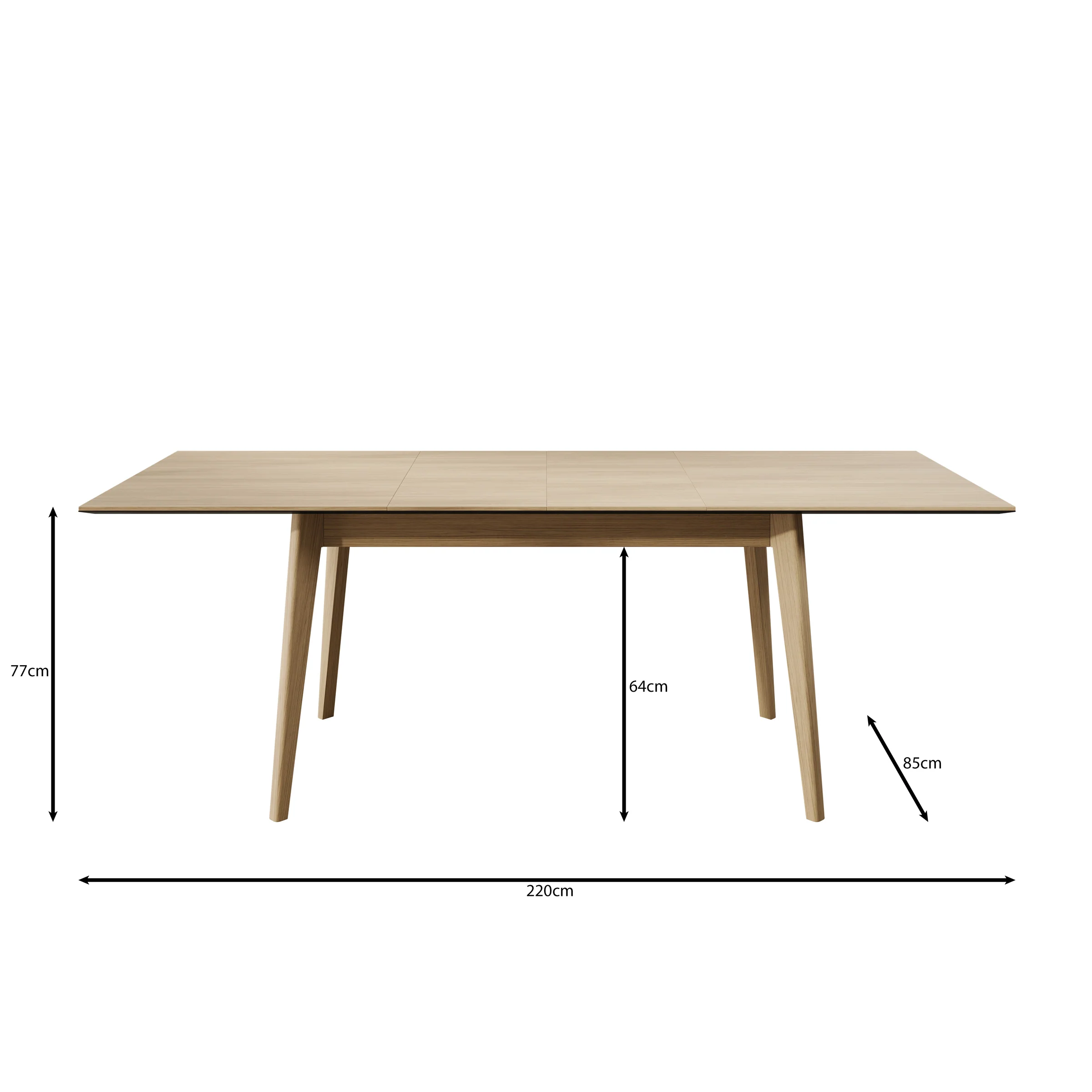 Portino - Eetkamertafel - Licht eiken - 145-220x85x77cm - Image 6