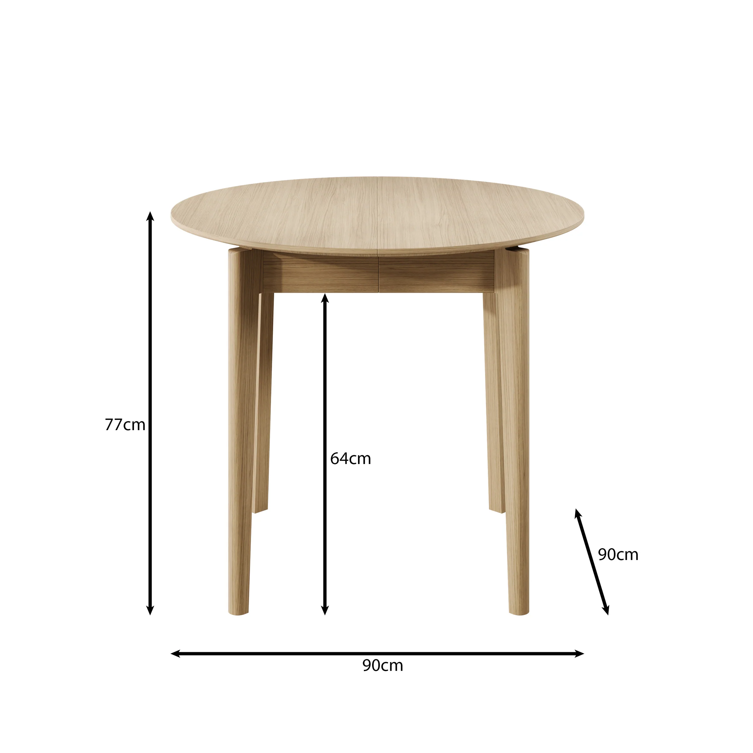 Portino - Eetkamertafel - Licht eiken - 90-210x90x77cm - Image 7