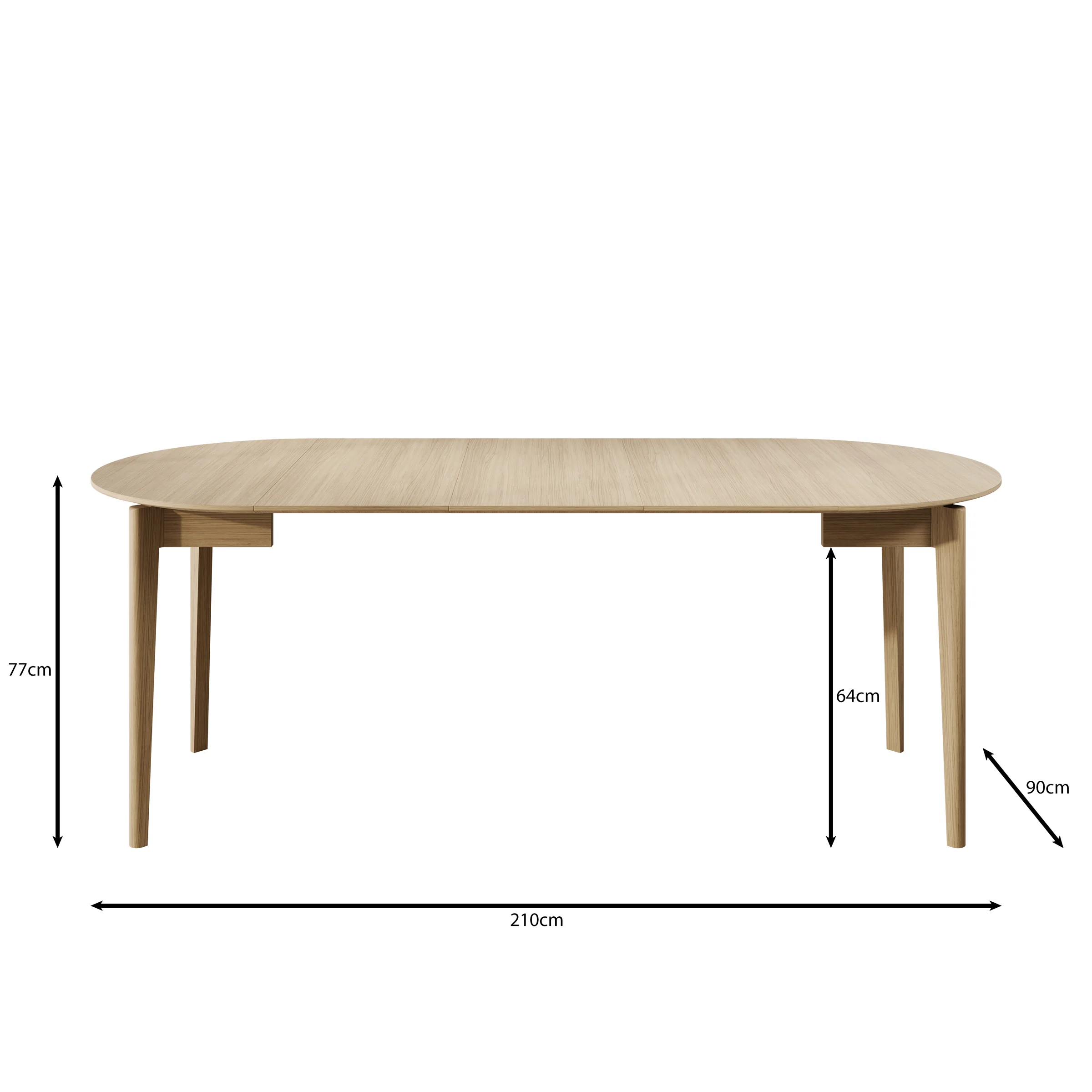 Portino - Eetkamertafel - Licht eiken - 90-210x90x77cm - Image 8